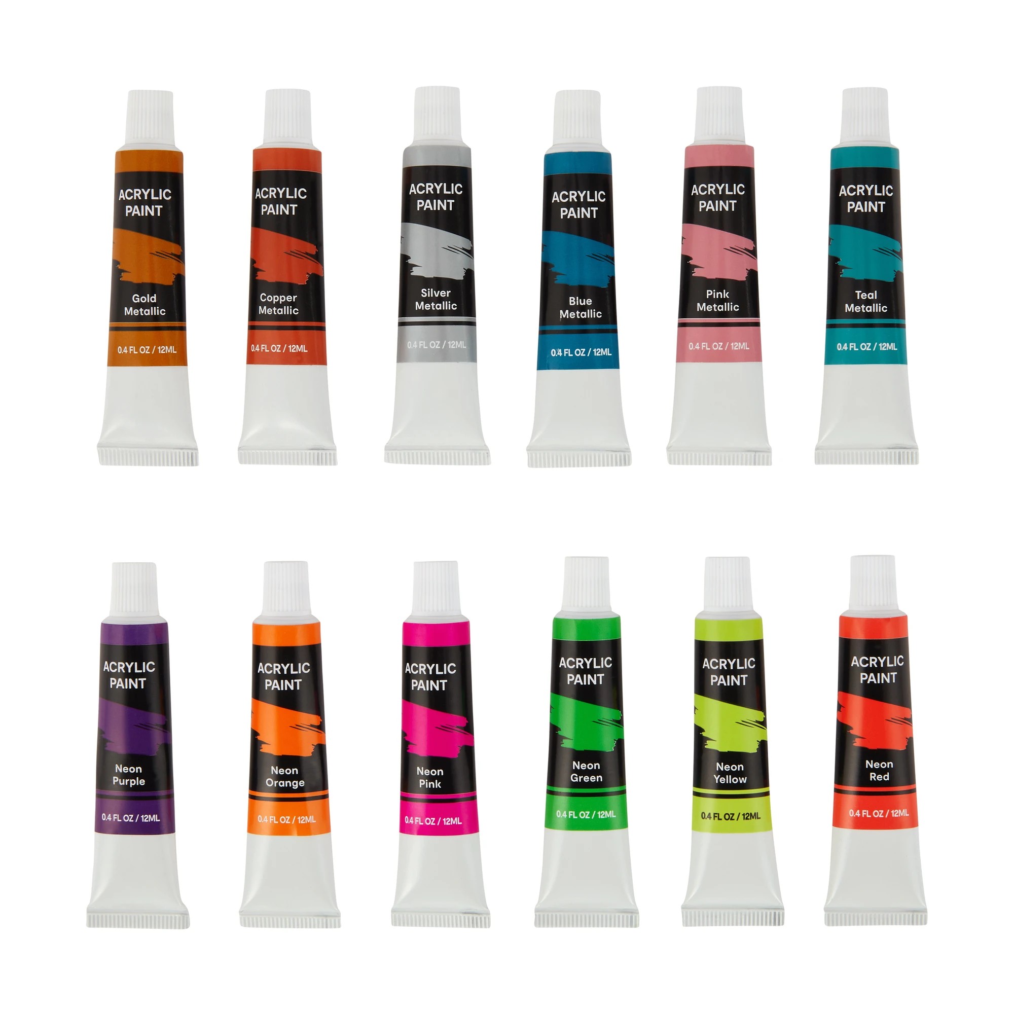 2 12 Pack Heavy Body Acrylic Colours - Neon and Metallic, 2 of 3