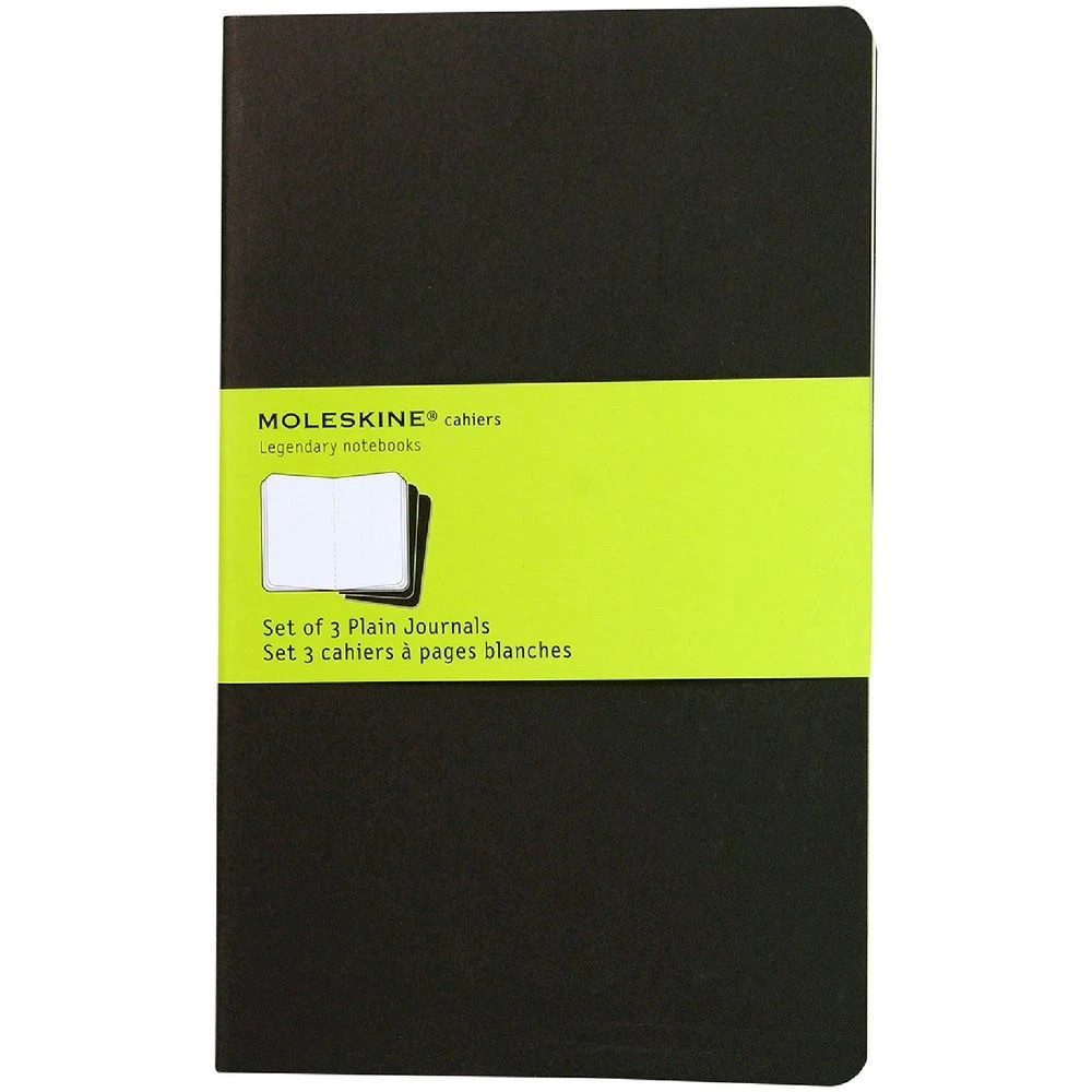 1 Moleskine Cahier Plain Notebooks Large Black 3 Pack, 1 of 2