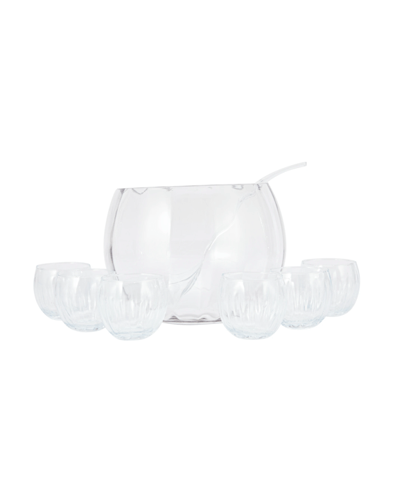 8 Piece Clear Glass Punch Bowl Set