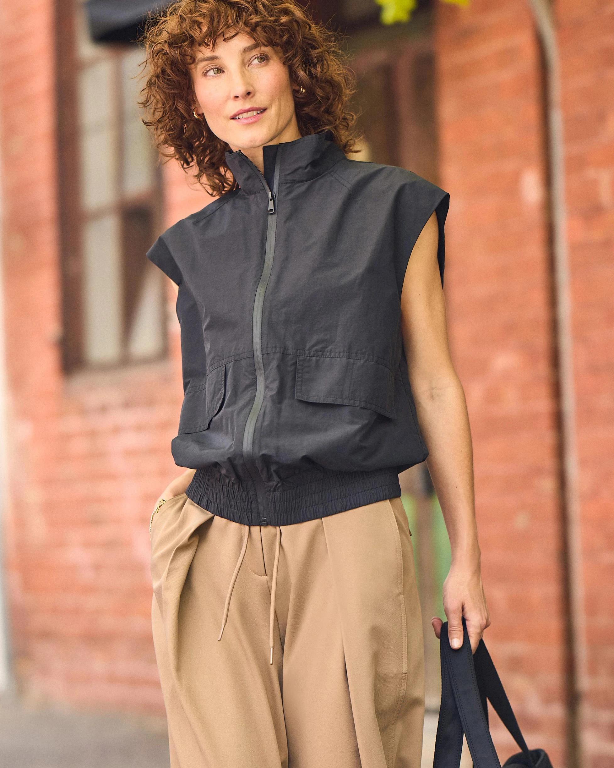 7 Target Active Active Australian Cotton Blend Funnel Neck Woven Vest BLACK, 7 of 8