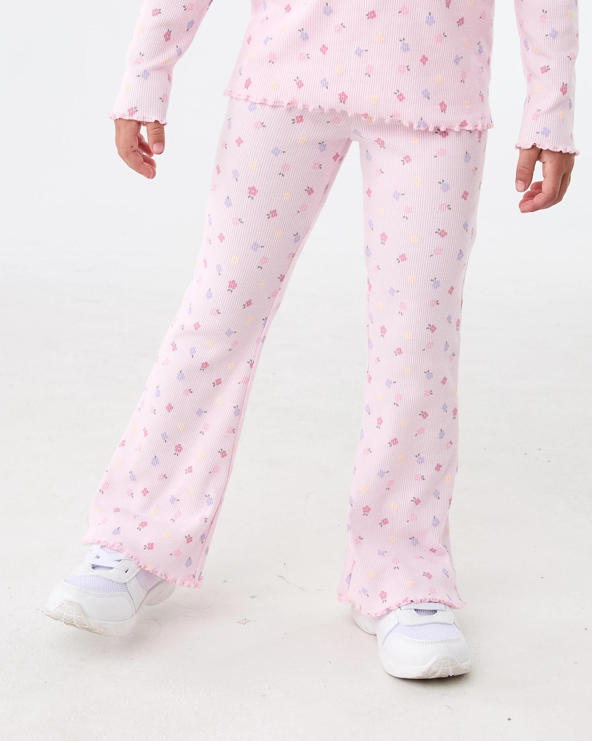 1 Rib Flare Leggings Pnk Flwrs, 1 of 3