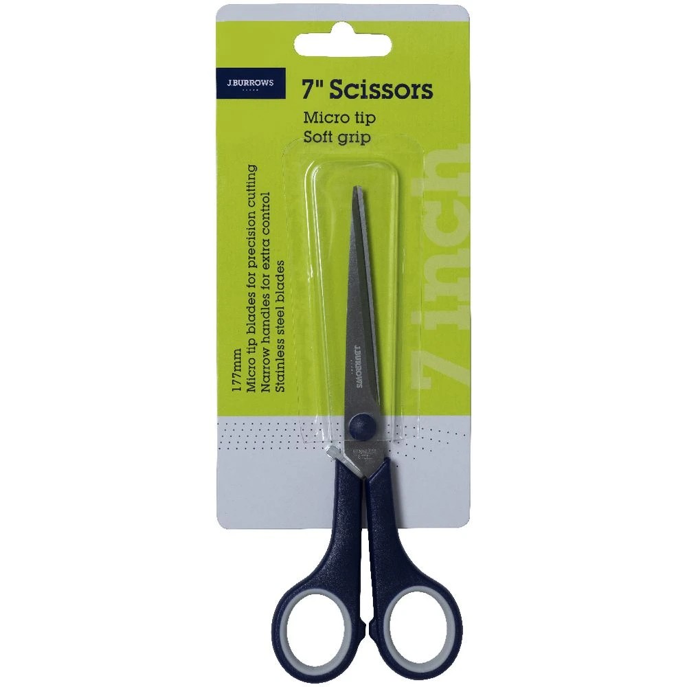 3 J.Burrows Micro Tip Soft Grip Scissors 7"/177mm, 3 of 3
