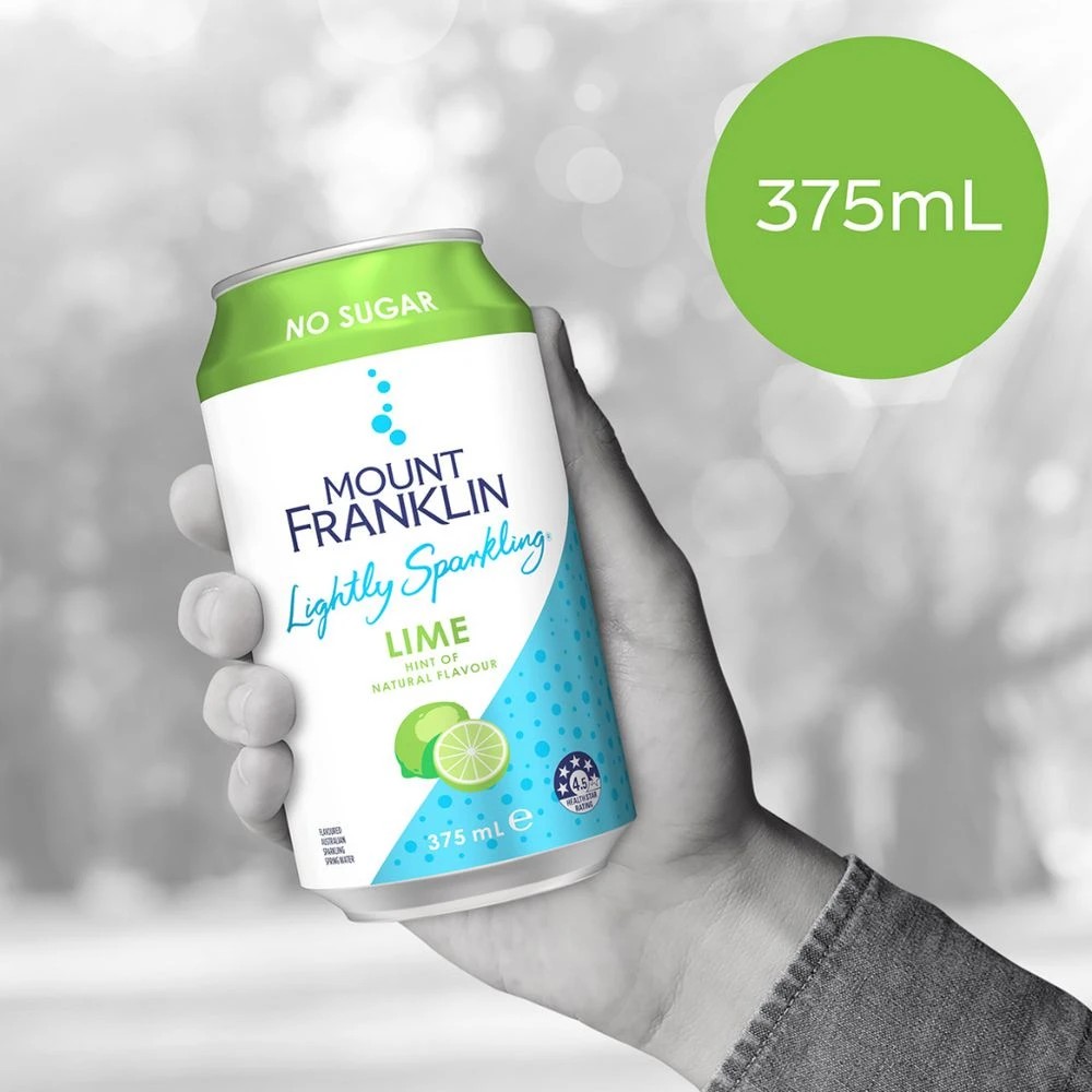 2 Mt Franklin Lightly Sparkling Lime Cans 375mL 20 Pack, 2 of 5