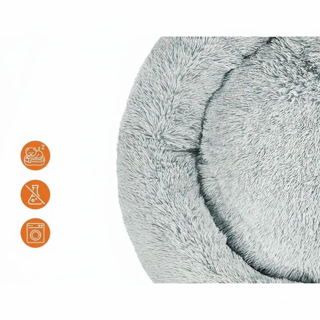 4 i.Pet Pet Bed Dog Cat 110cm Calming Extra Large Soft Plush - Grey, 4 of 6