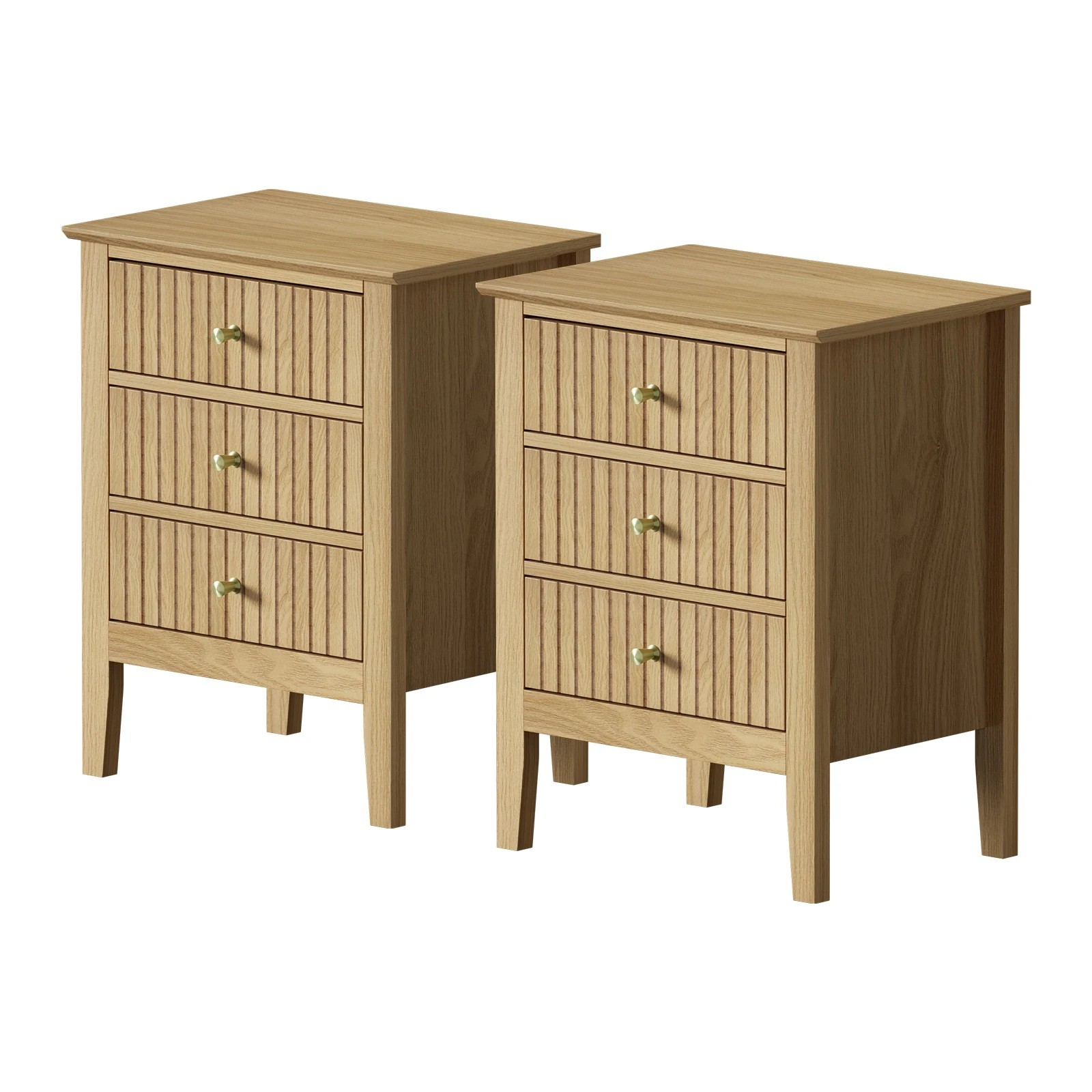 1 Oikiture Bedside Tables Set of 2 Side End Storage Furniture Nightstand - Natural, 1 of 9