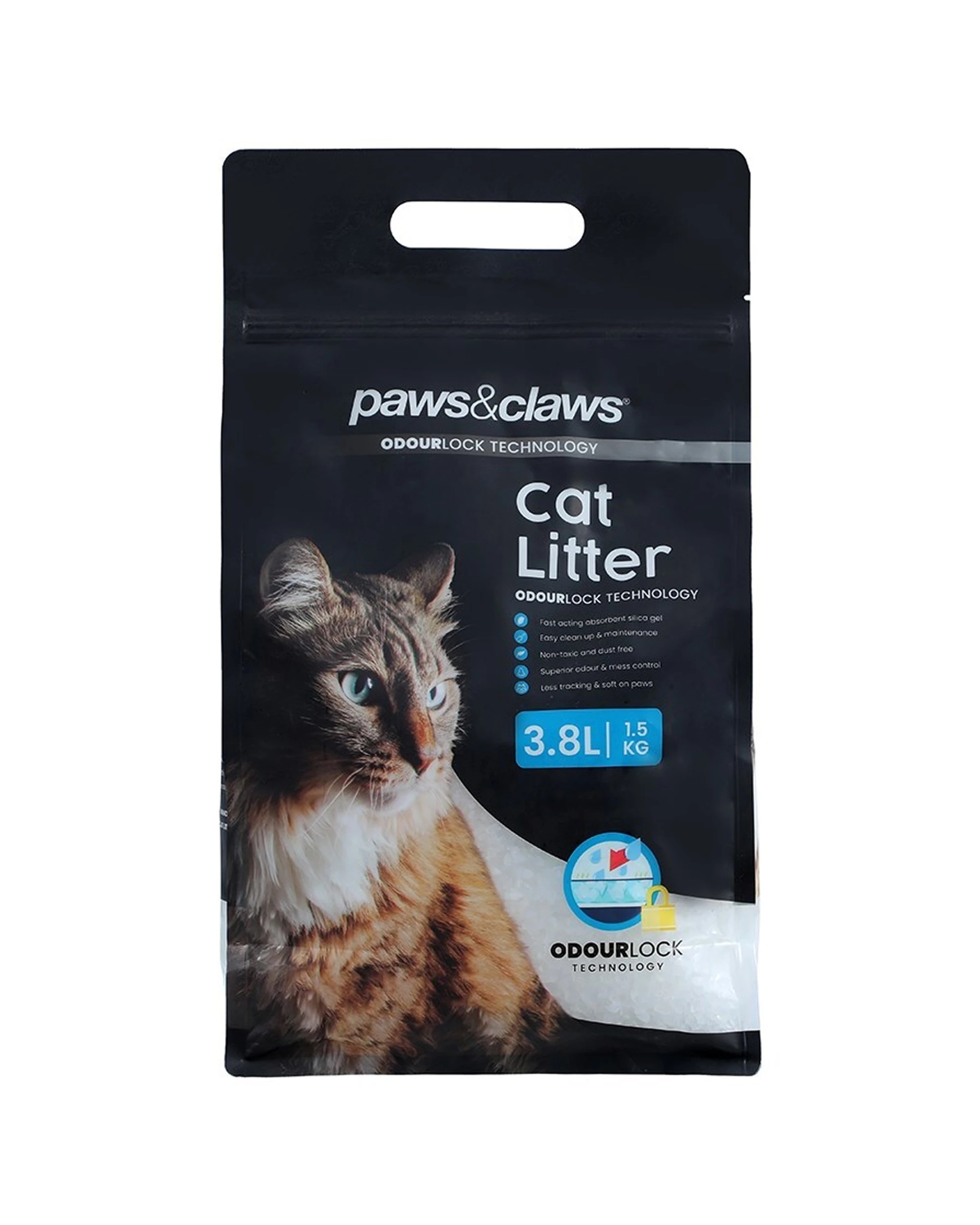 1 Paws And Claws Cat Litter 3.8l Odourlock Fast Absorbing Silica Gel Odour Control Non Toxic Dust Free
 - White, 1 of 1