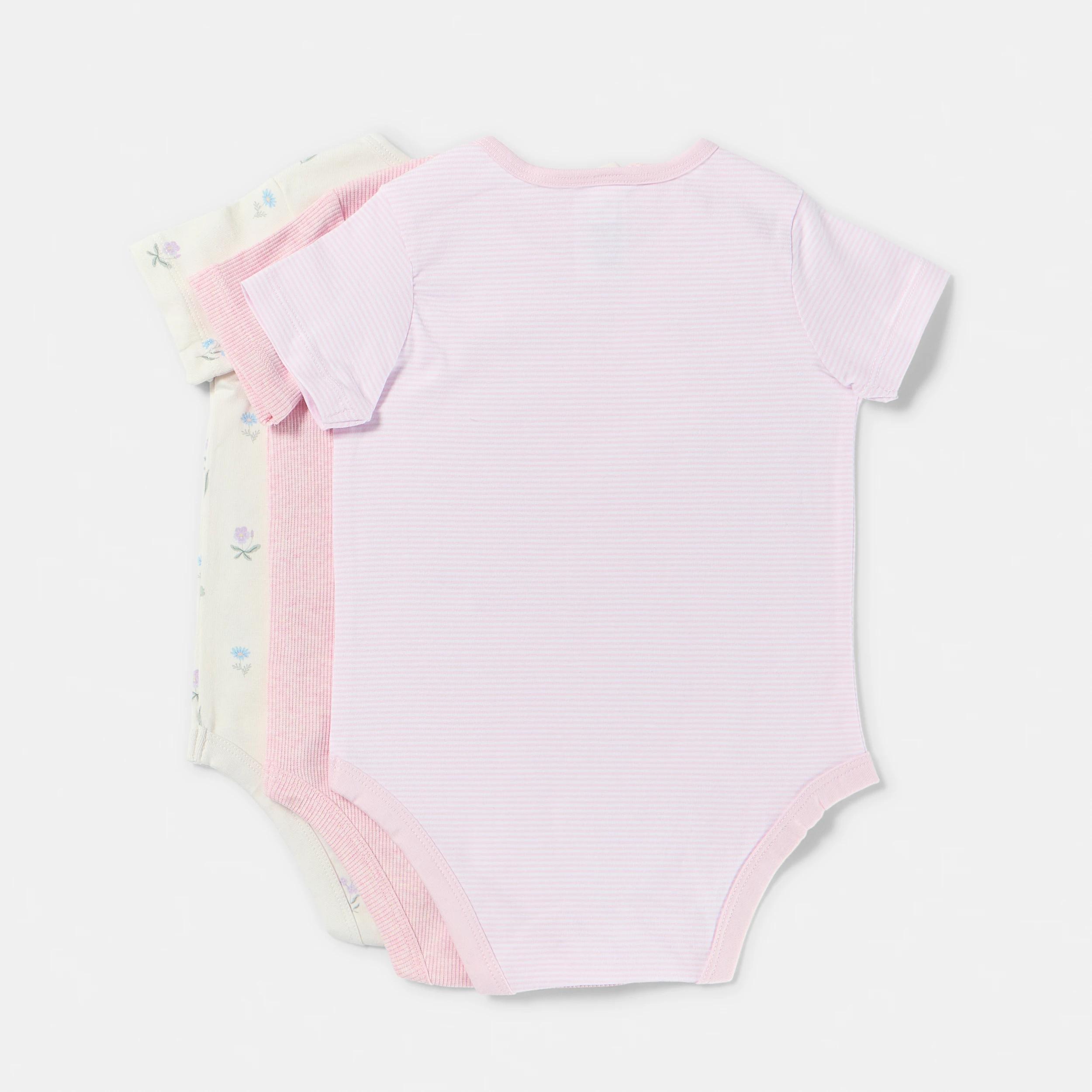 2 3 Pack Short Sleeve Print Bodysuits PINK FLORAL, 2 of 8