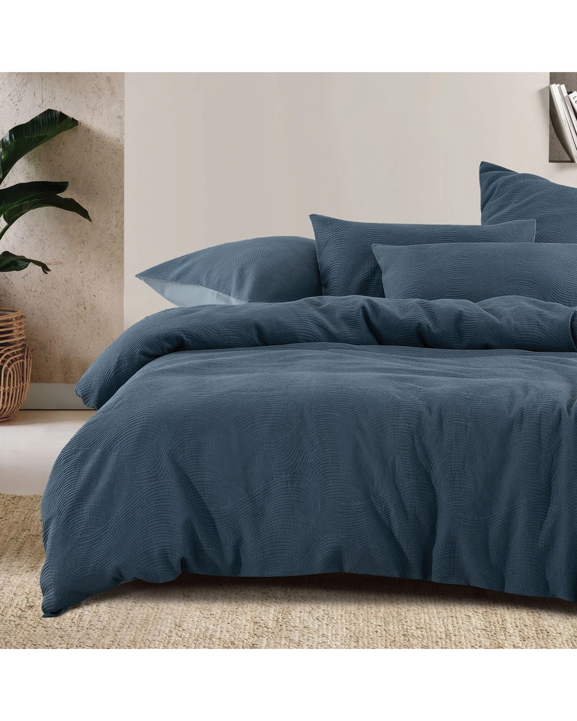 2 Bambury Tide Jacquard European Pillowcase Denim Home Bedding 65x65cm - Blue, 2 of 4