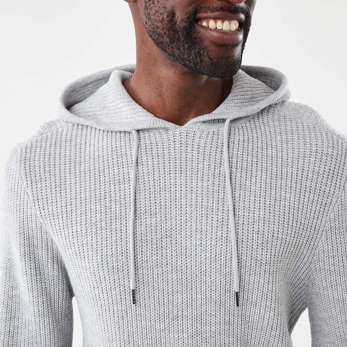 5 Hooded Knit Pullover Grey Marle, 5 of 6