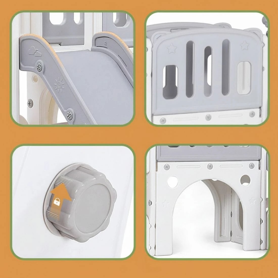 7 Keezi Kids Slide Swing Set Ball Hoop Rings Football Outdoor Toys Toddler Playset Basketball Hoop Indoor Outdoor - Grey, 7 of 9