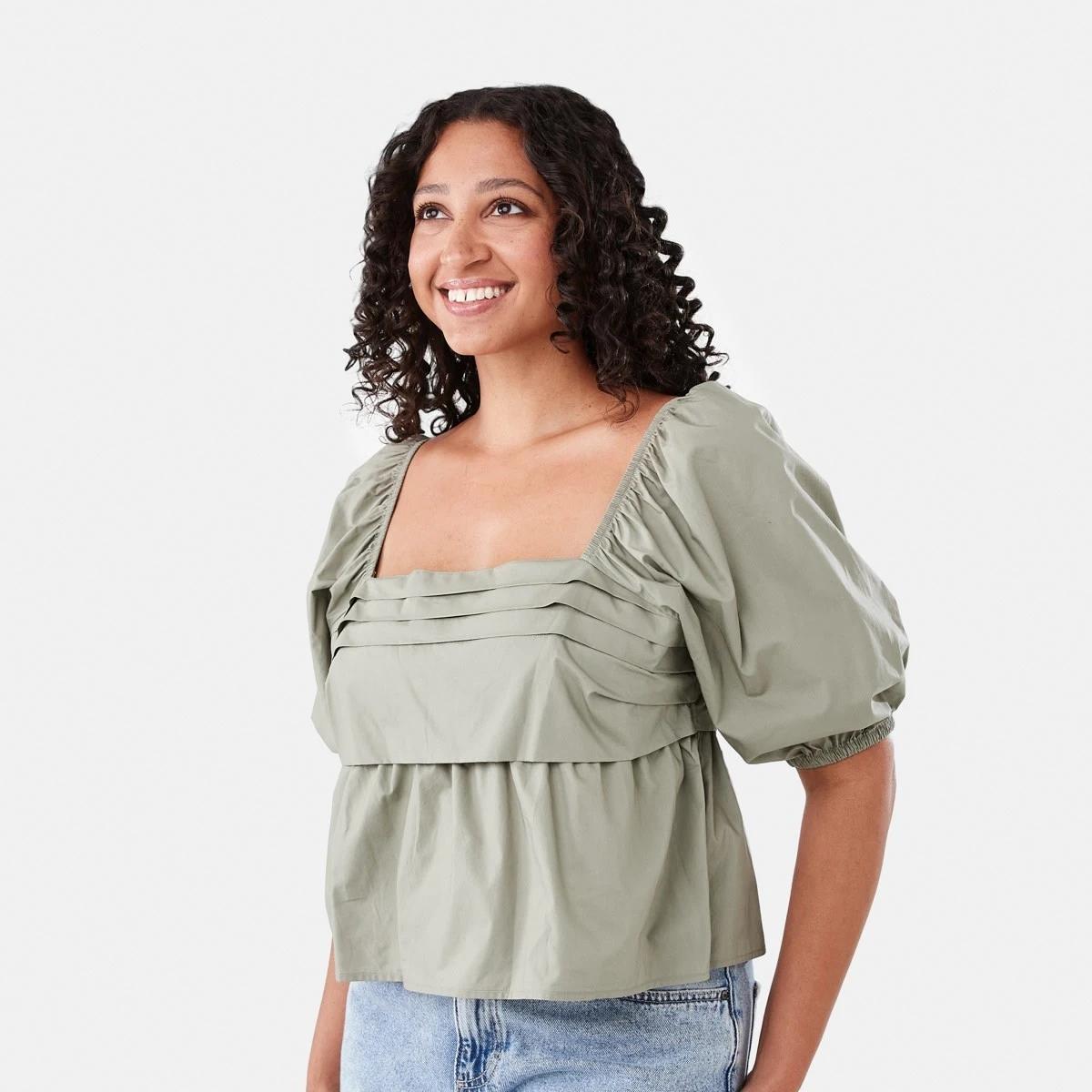 2 Short Sleeve Puff Sleeve Top Pave Grey, 2 of 7