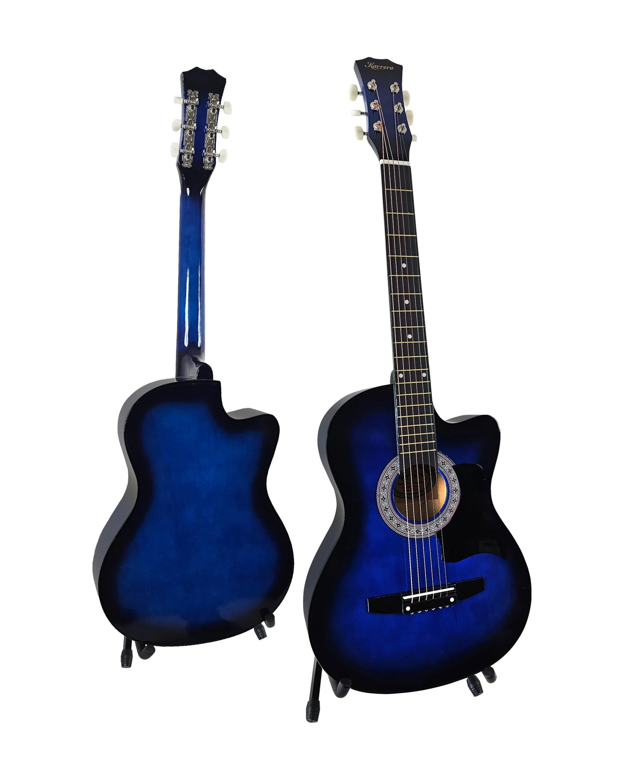 4 Karrera 38in Pro Cutaway Acoustic Guitar with Bag Strings in Blue Burst, 4 of 10