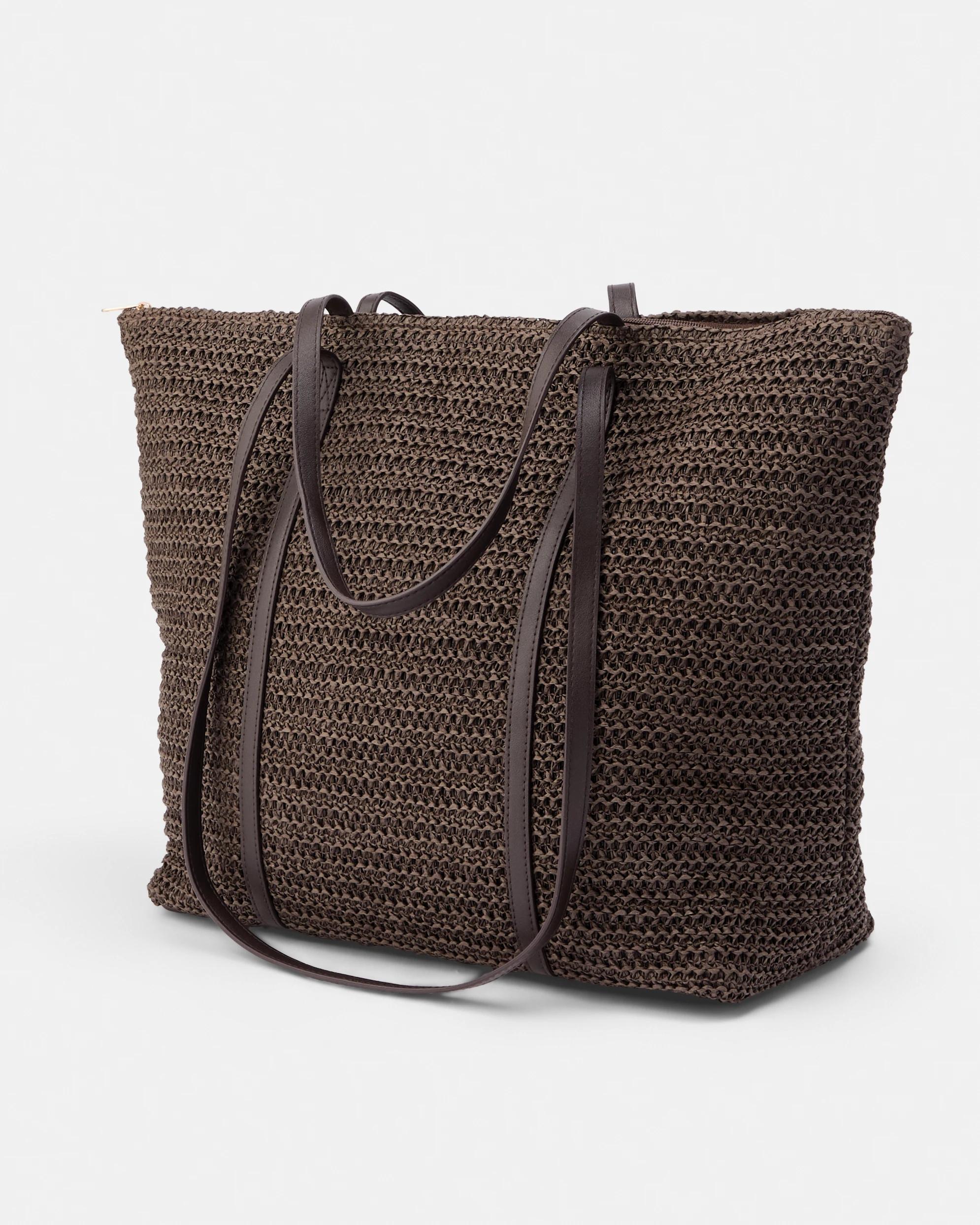 2 Large Woven Tote Bag Chocolate, 2 of 5