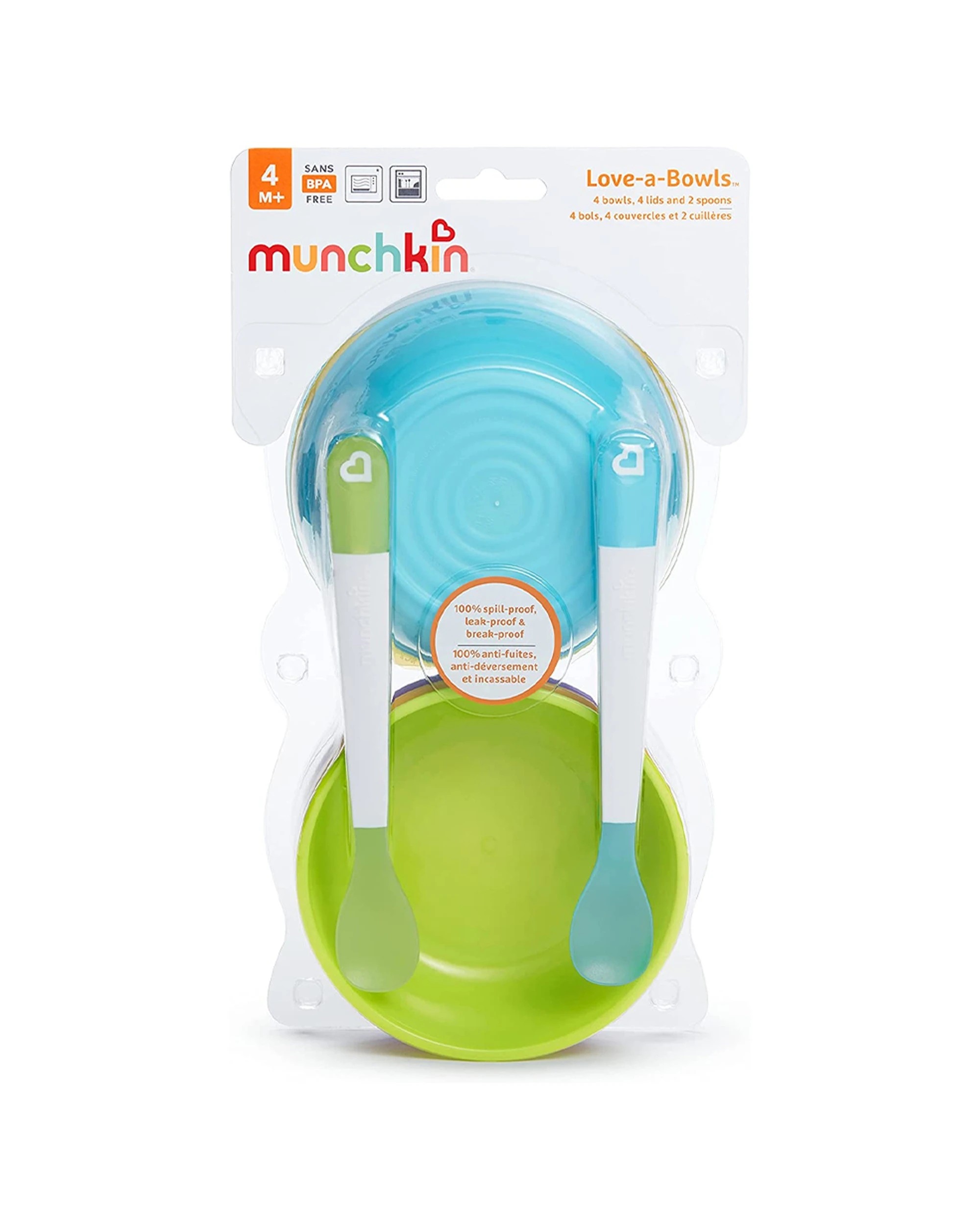 3 Munchkin Baby Love-A-Bowls Cutlery Set 10pc 4m Plus Spill-Proof Leak-Proof - Multi, 3 of 4
