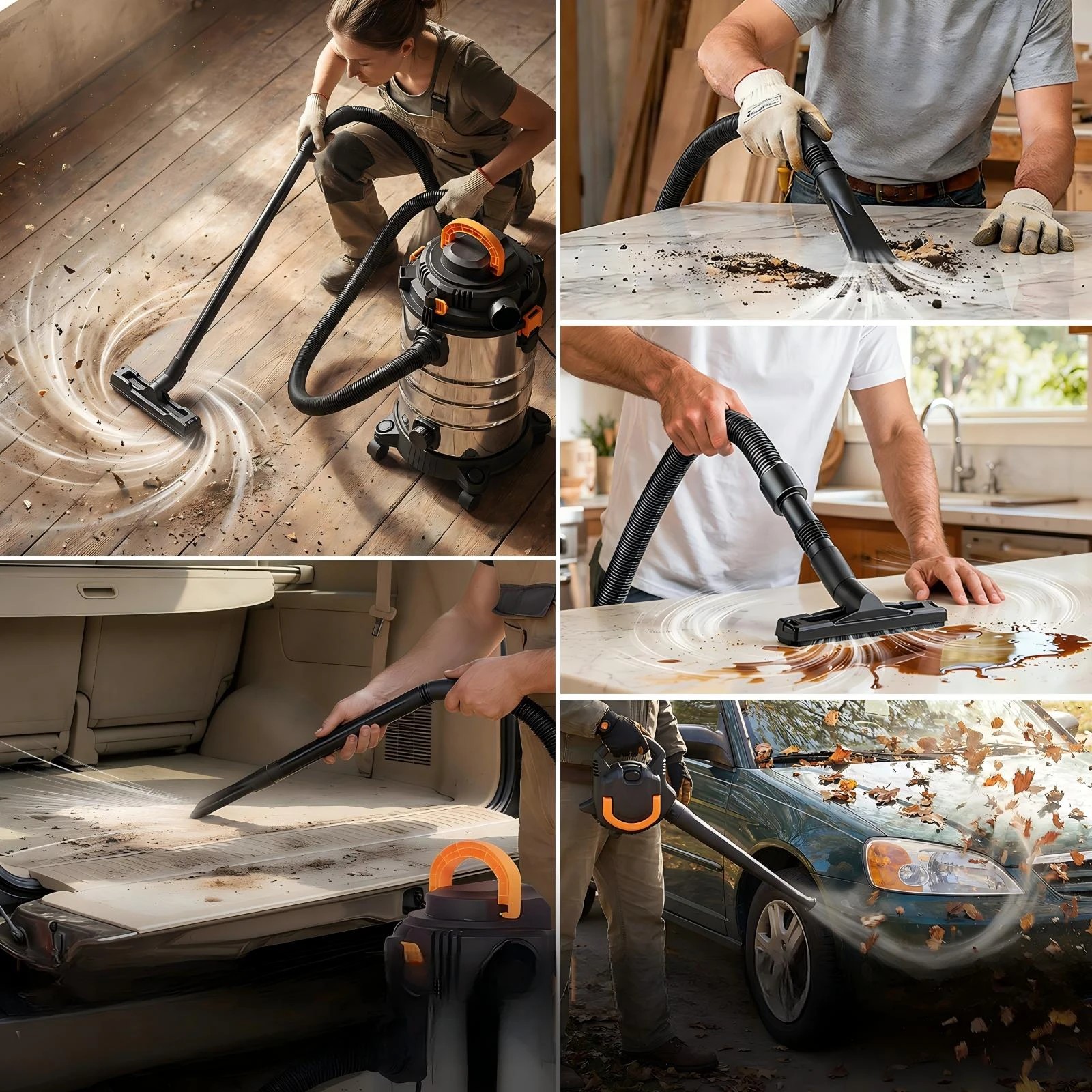 3 Advwin 30L Wet and Dry Vacuum Cleaner with Handheld Blower Wide and Crevice Nozzle Hose - Silver, 3 of 7