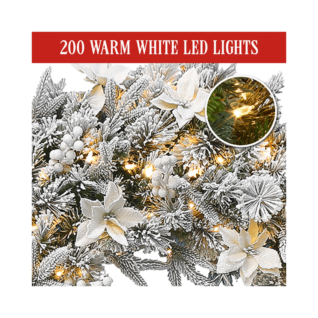 3 Christabelle 61cm Snow Christmas Wreath Colonial With Led Lights Front Door Decoration Ornament, 3 of 5