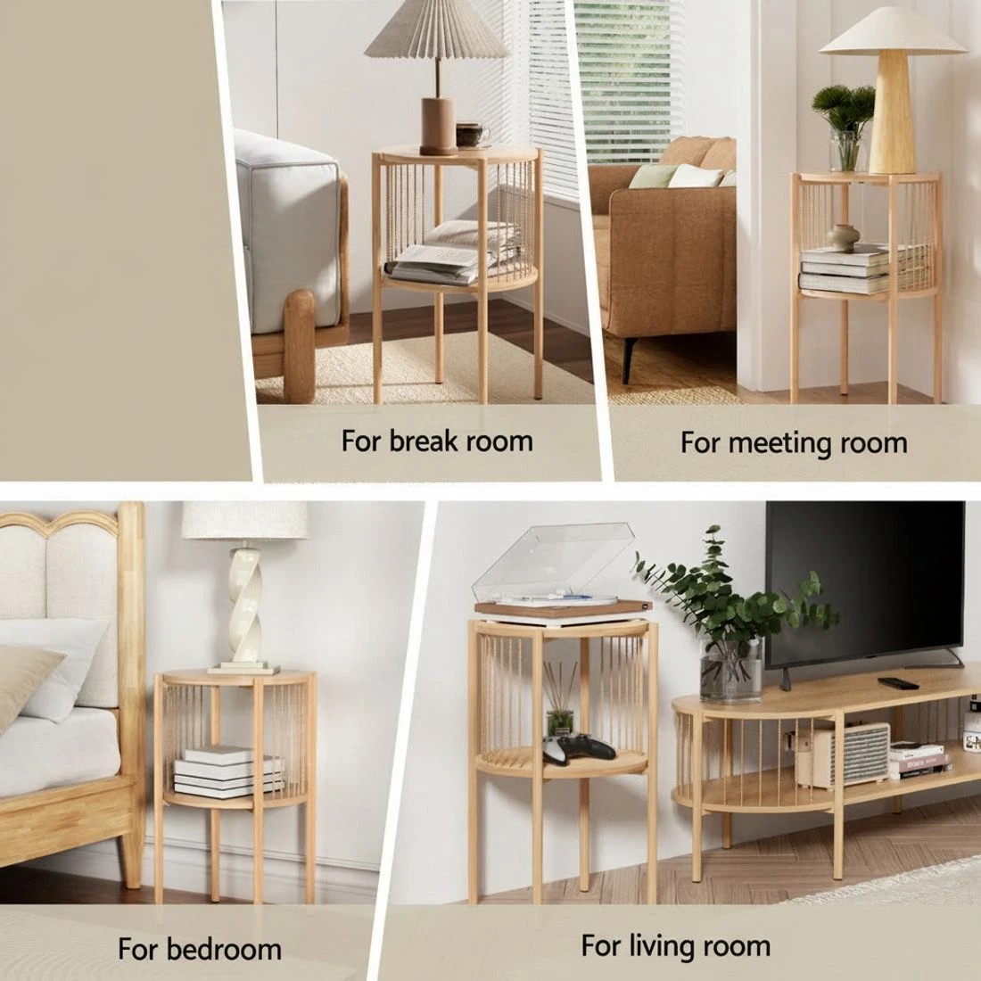 5 Artiss Coffee Table 2-Tier Round Wood - Natural, 5 of 6