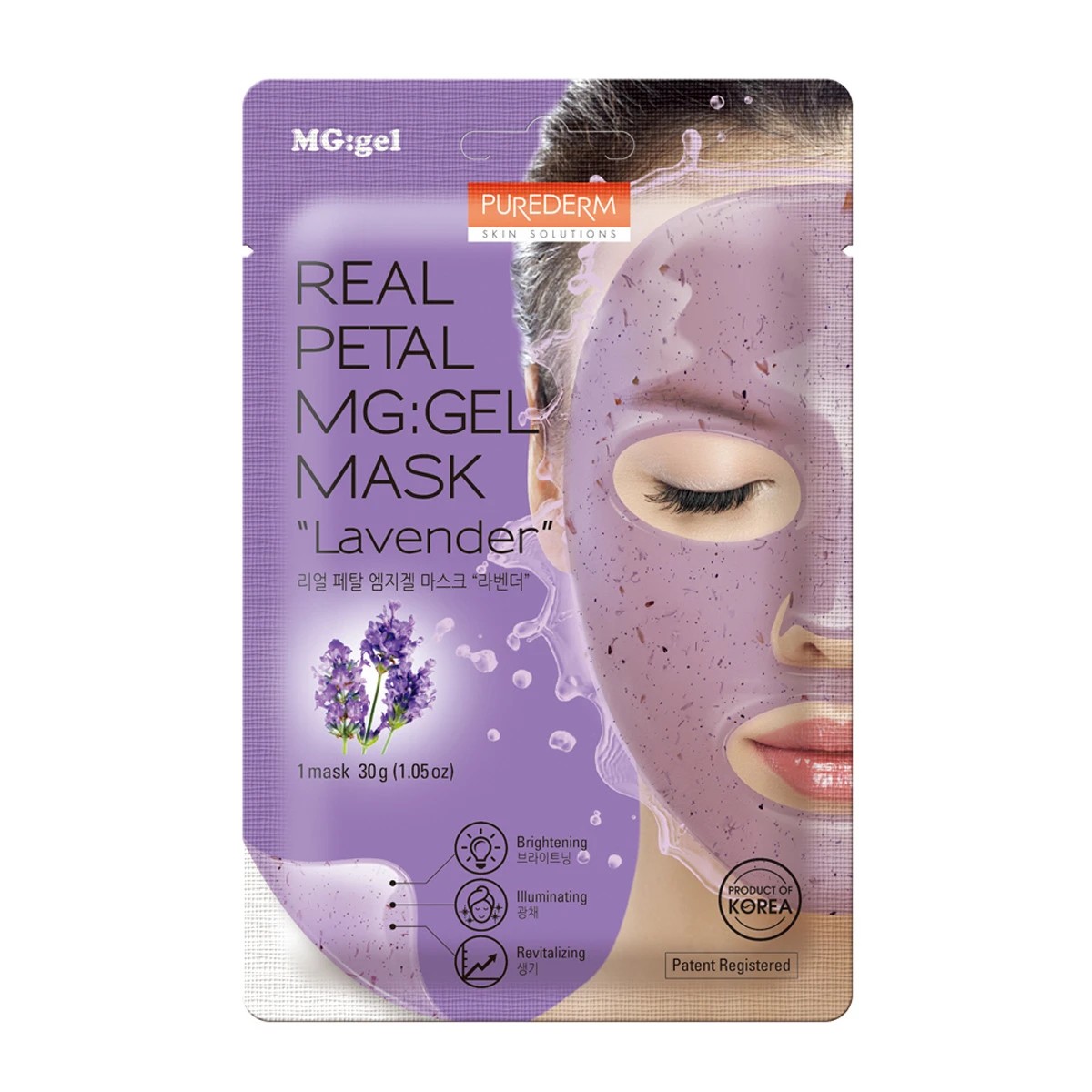 1 Purederm Real Petal MG:Gel Mask 30g - Lavender, 1 of 2