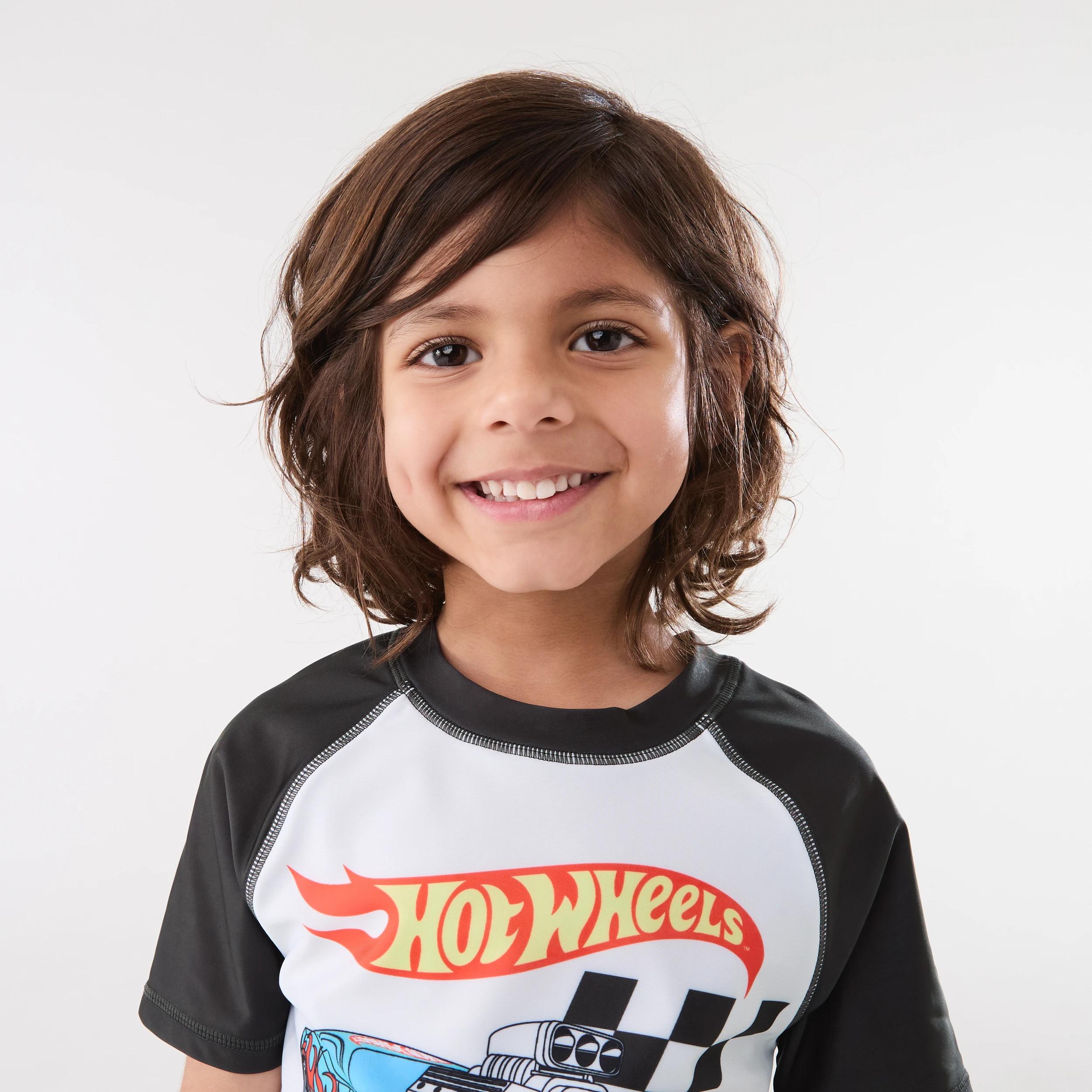 3 Hot Wheels License Short Sleeve Rash Vest HOT WHEELS RAGLAN PRINT SWIM, 3 of 6