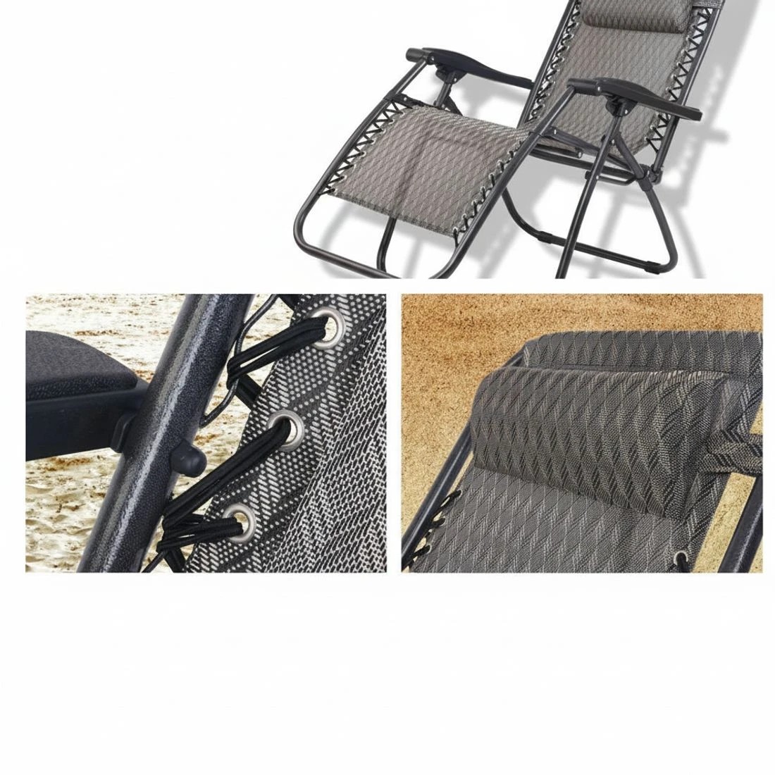 4 Gardeon Zero Gravity Chair Folding Outdoor Recliner Adjustable Sun Lounge Camping - Grey, 4 of 8