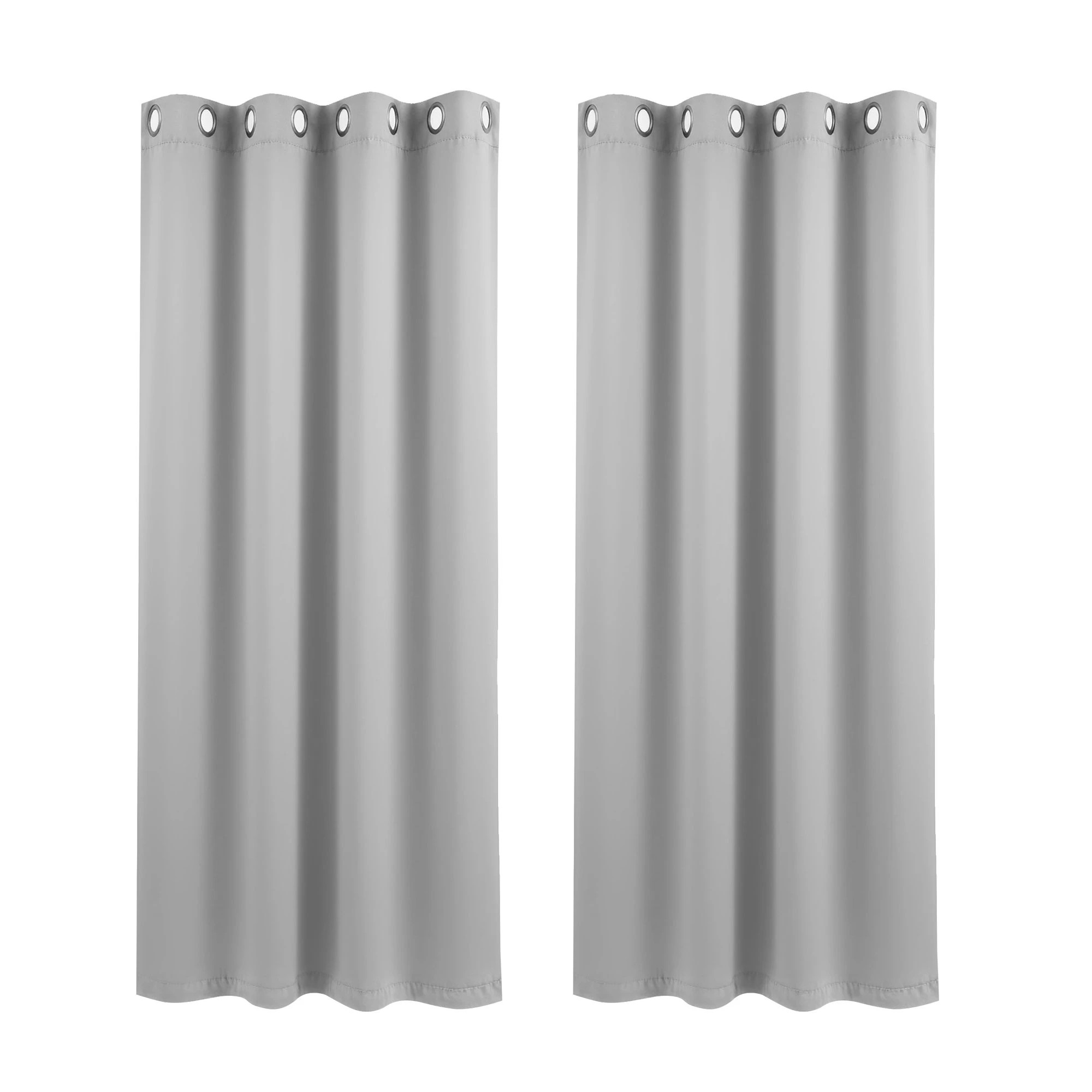 1 Artiss Blockout Curtains 2X 132x160cm Thermal Insulated Eyelet Drapes - Grey, 1 of 4