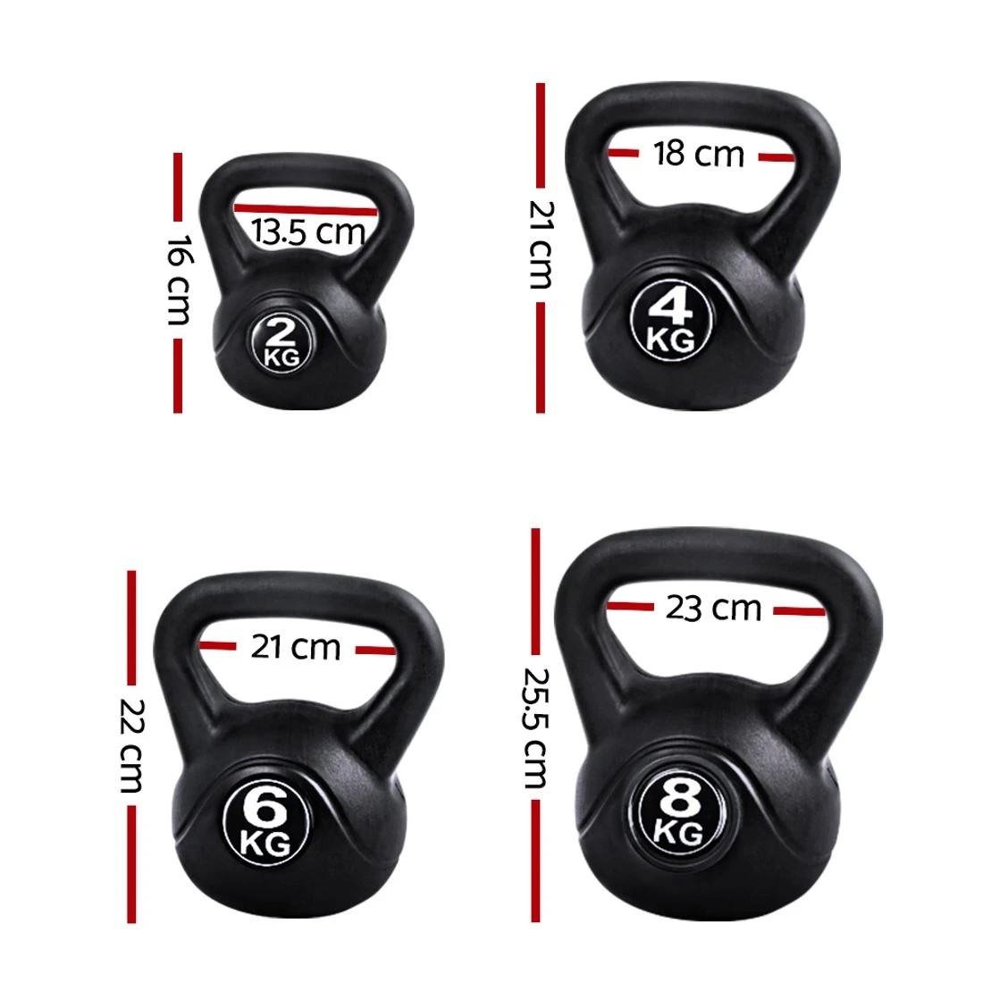 2 Everfit 22kg Kettlebell Set Weight Lifting Kettlebells Bench Dumbbells Gym Home - Black, 2 of 6