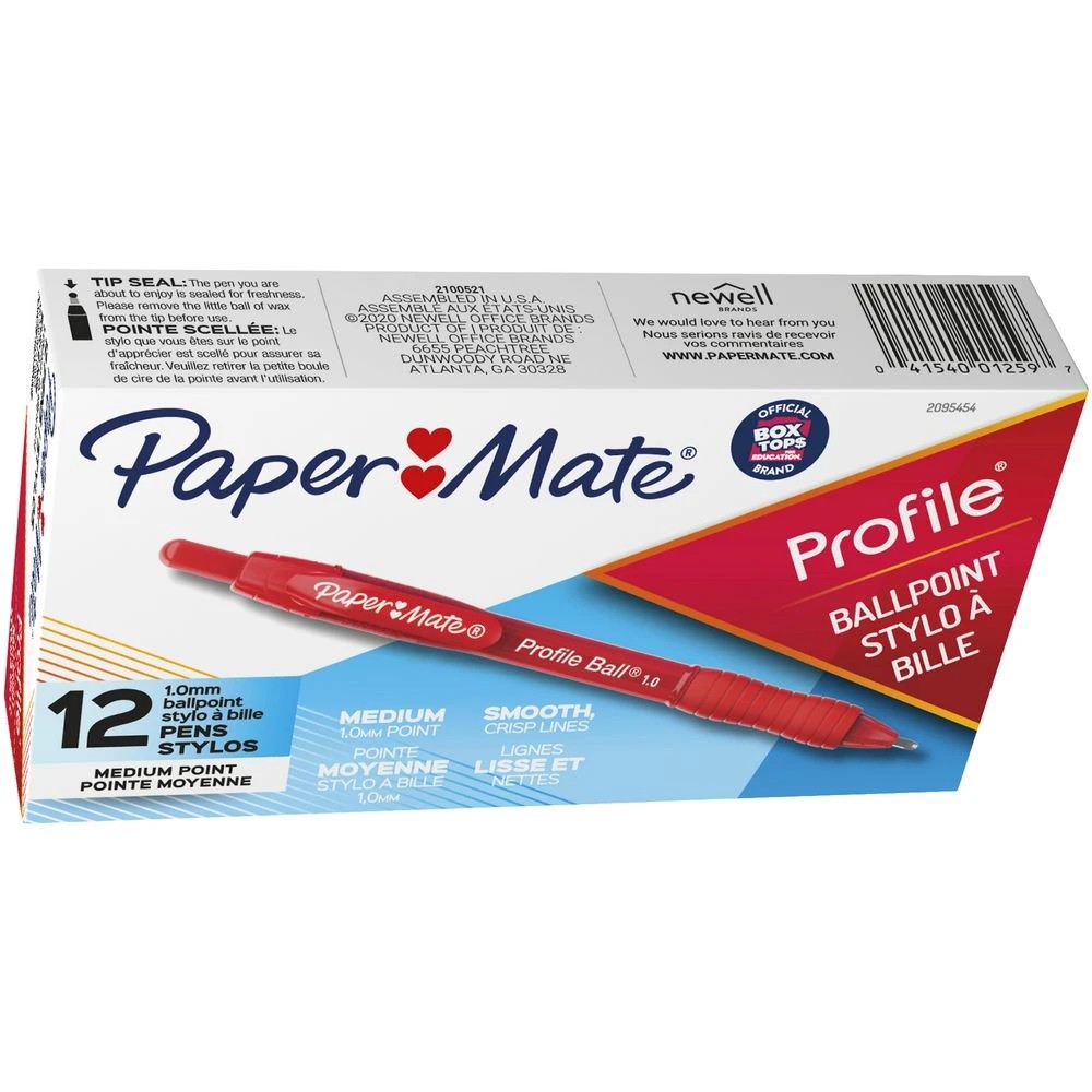 4 Paper Mate Profile Ballpoint Pen 1mm Red 12 Pack, 4 of 4