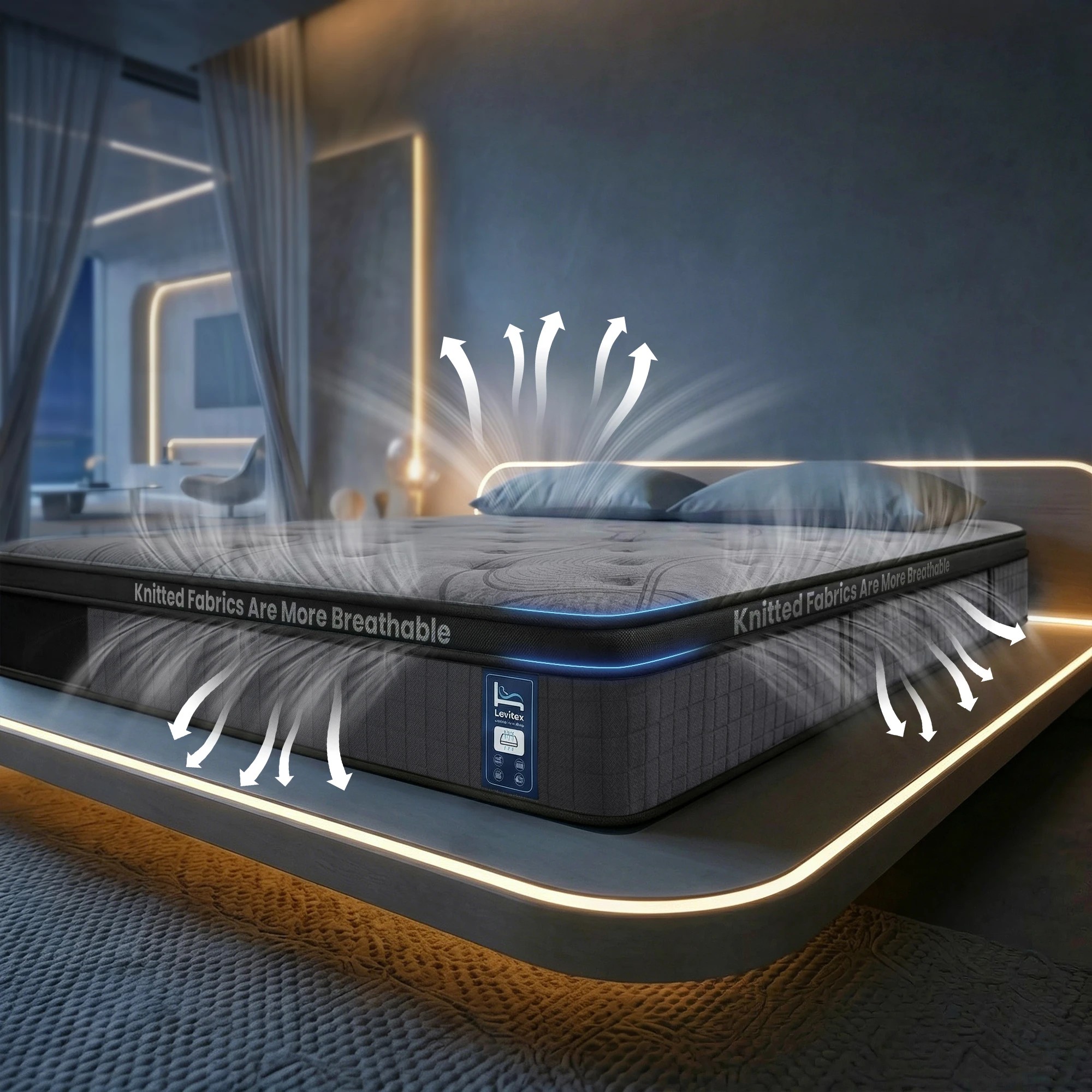 7 Levitex Mattress 33 cm 7-Zone Pocket Spring 8.0 Extra Firm with Dual-Row - King Bed - Grey, 7 of 7