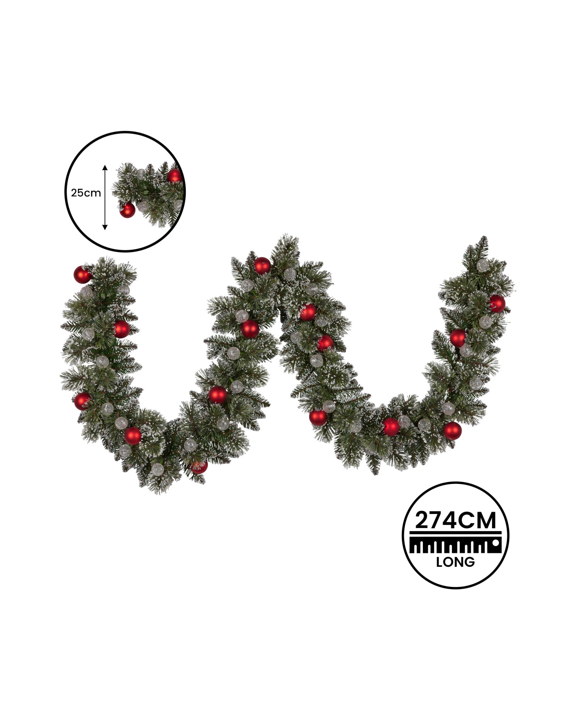 4 Christabelle 2.74m Christmas Garland Snowy With Led Lights Multicolour Tree Decoration Ornament, 4 of 8
