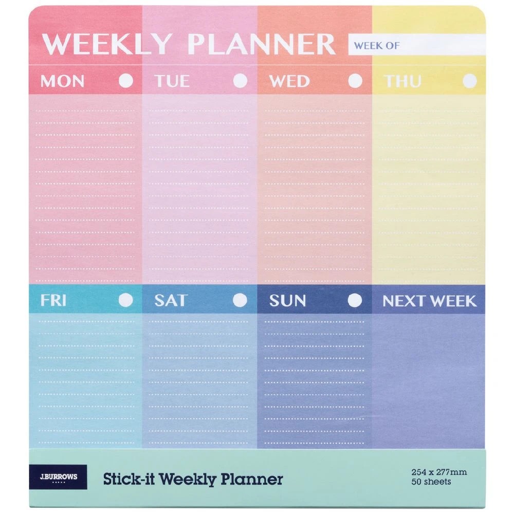 1 J.Burrows Stick-it Weekly Planner 254x254mm 50 Sheets, 1 of 3
