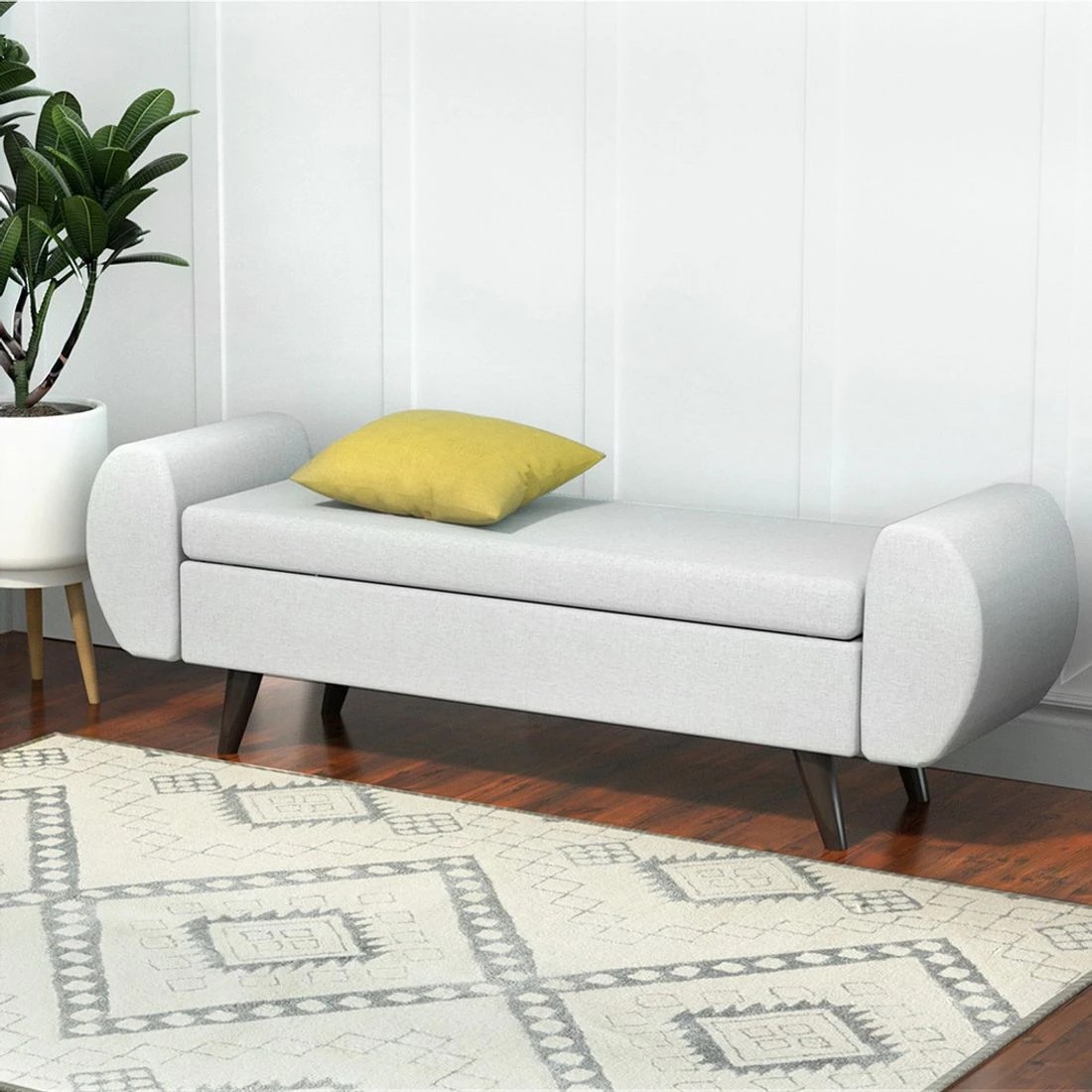 3 Artiss Storage Ottoman Blanket Box Armrest 140cm - Grey, 3 of 6