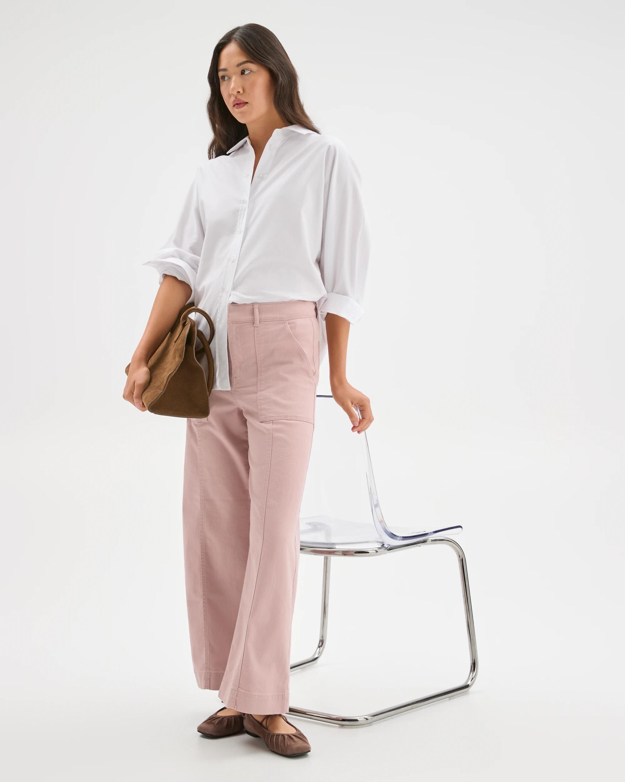 6 Target Woman Australian Cotton Blend Stretch Twill Wide Leg Pants MAUVE PINK, 6 of 6