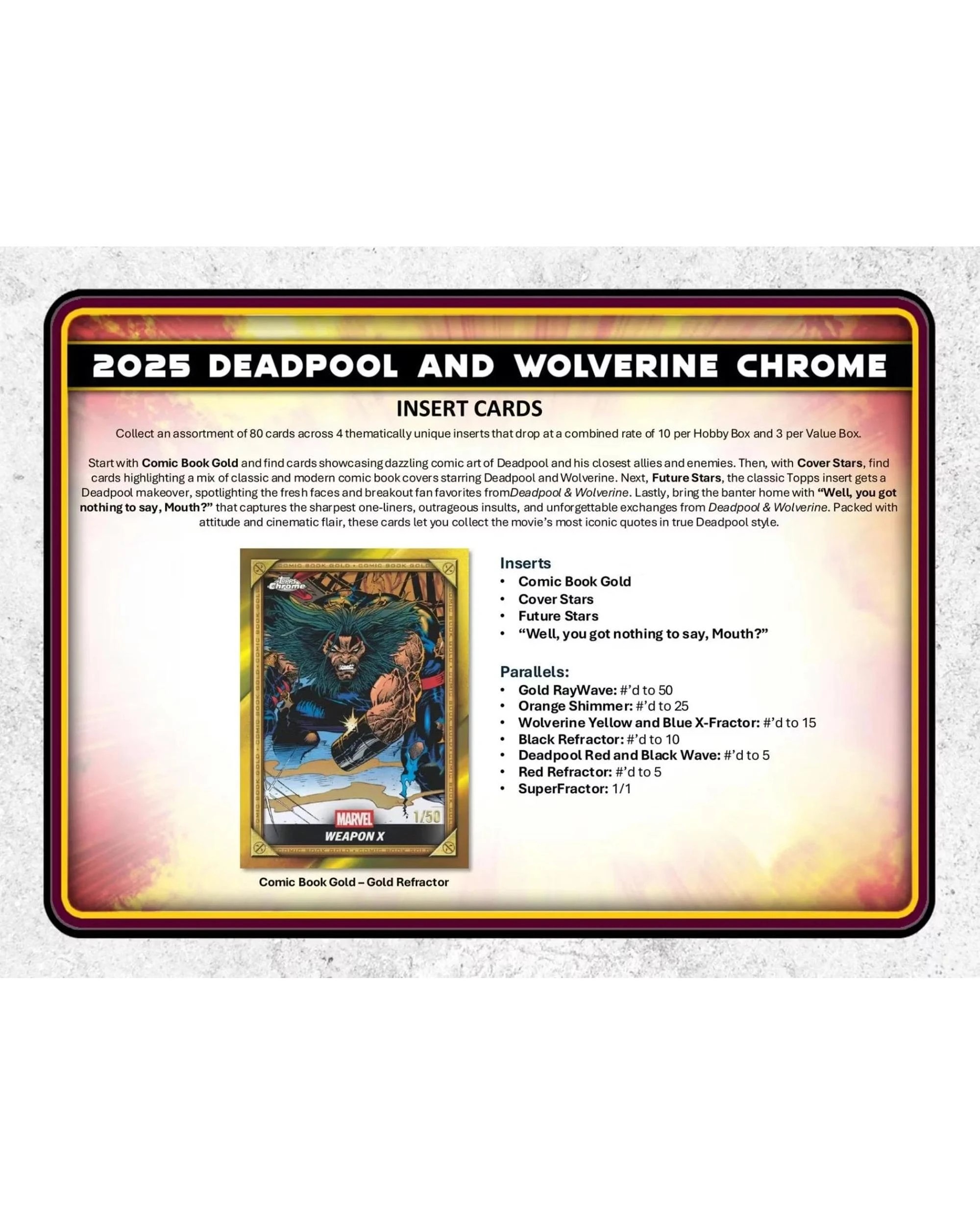 6 Topps 2025 Chrome Marvel Deadpool Blaster Box, 6 of 10