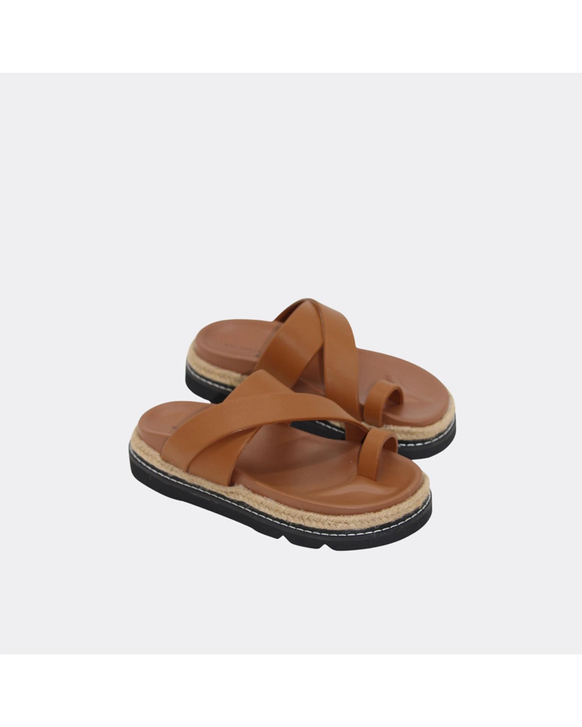 4 Human Shoes Poppy Women Slides Crossover Straps Padded Sandals Black TAN, 4 of 6