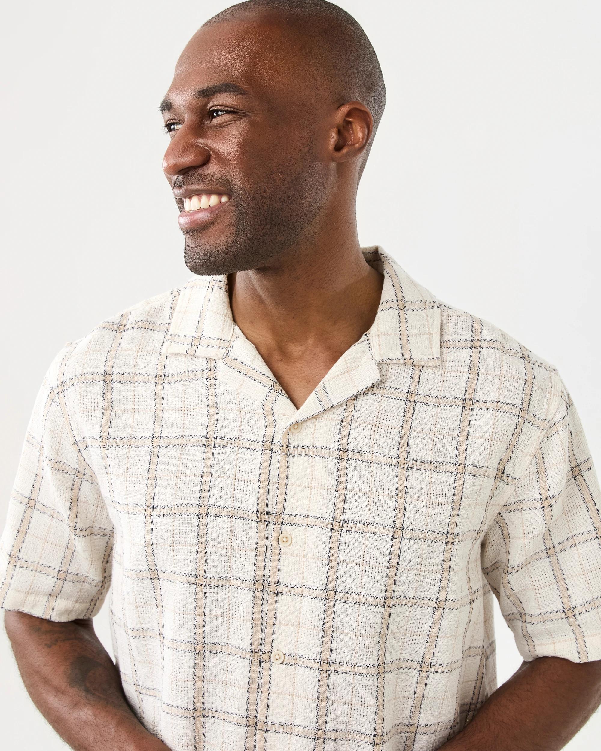 4 Short Sleeve Textured Shirt Bge Check, 4 of 6