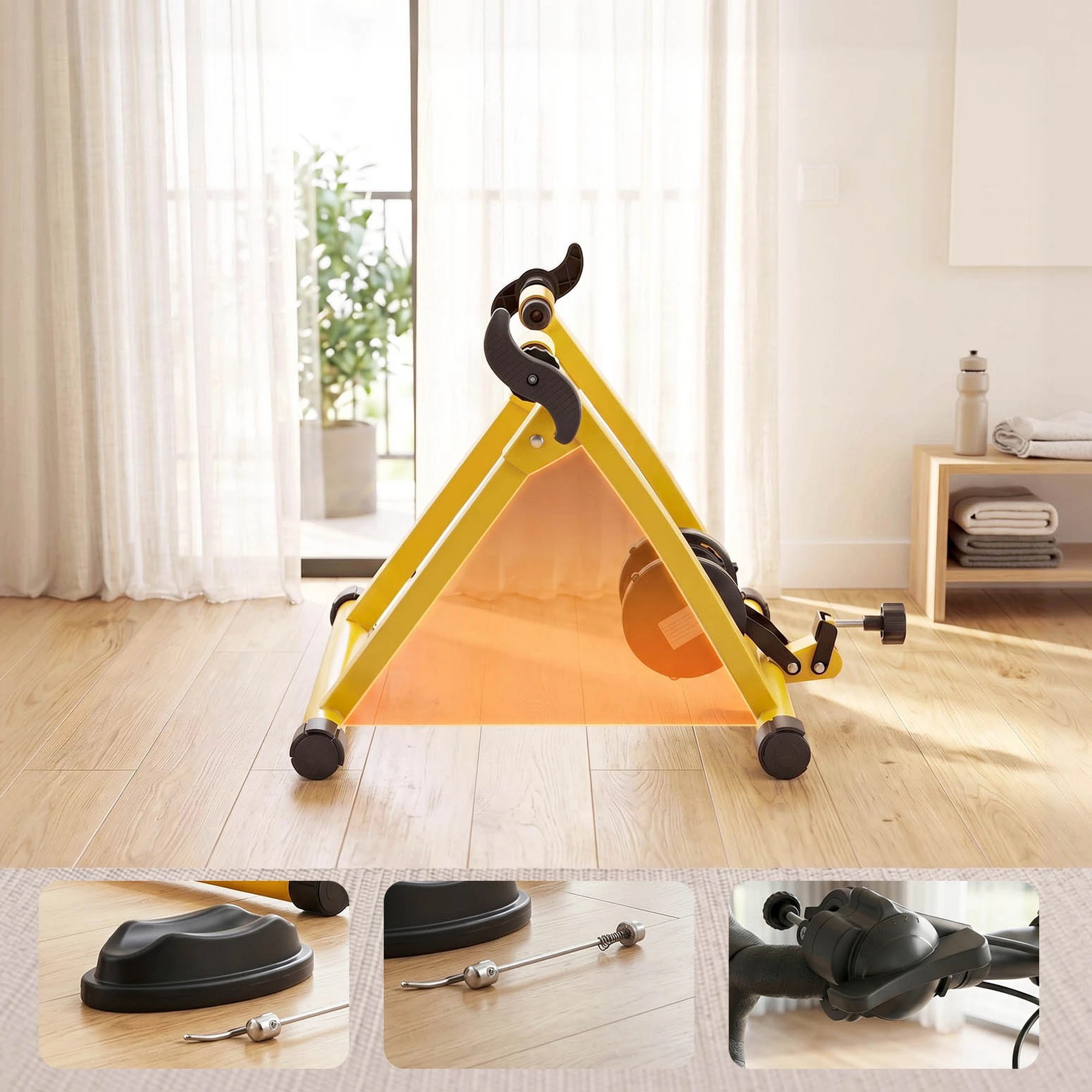6 Everfit Bike Trainer Stand Indoor Riding 6 Level Resistance Bicycle Cycling - Yellow, 6 of 7