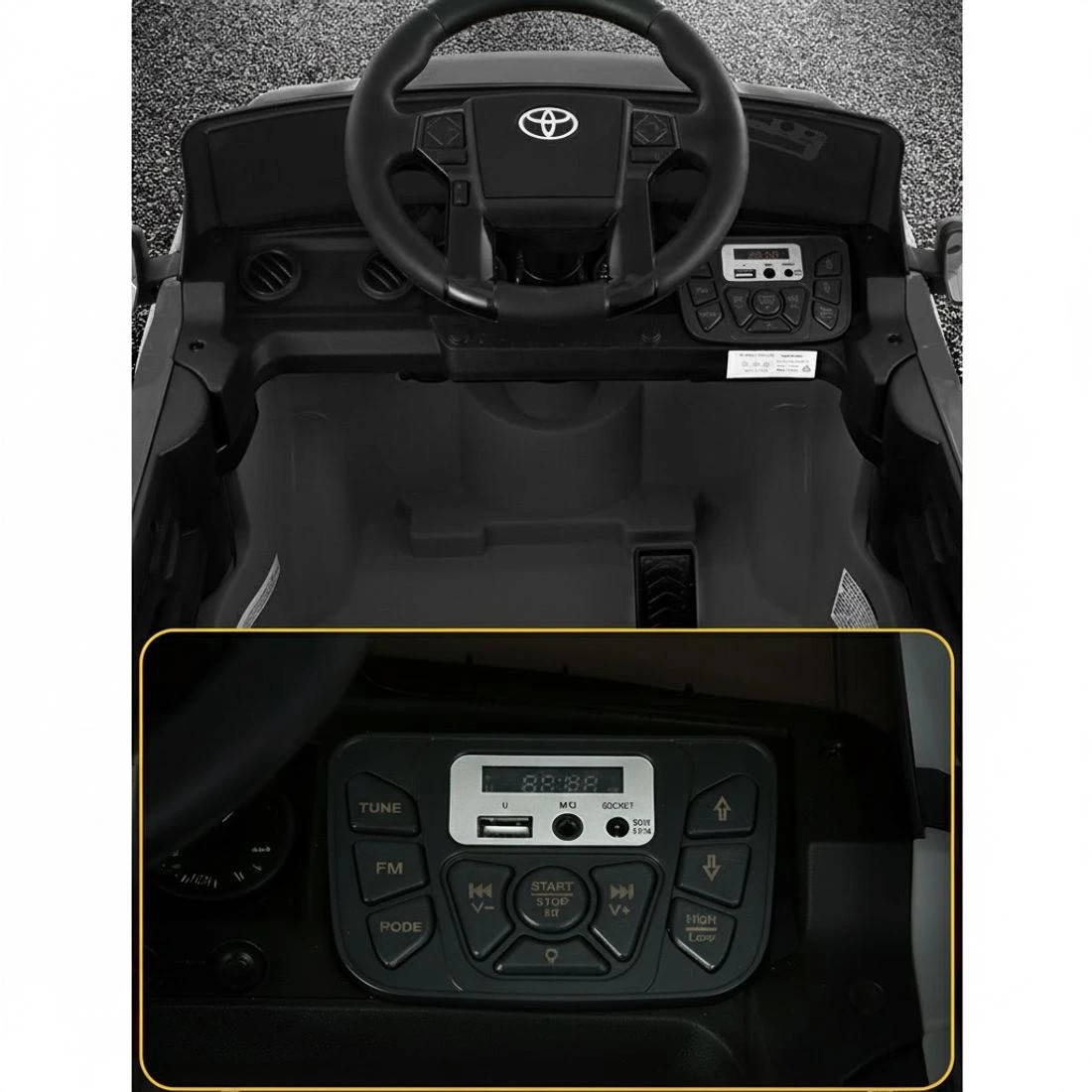 3 Kids Electric Ride On Car Toyota Tacoma Off Road Jeep Toy Cars Remote 12V - Black, 3 of 5