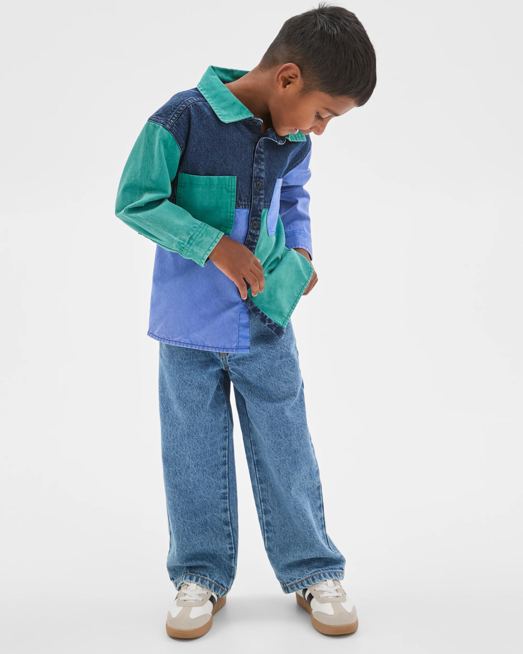 2 Target Kids Oversized Colour Block Denim Shacket MULTI, 2 of 6