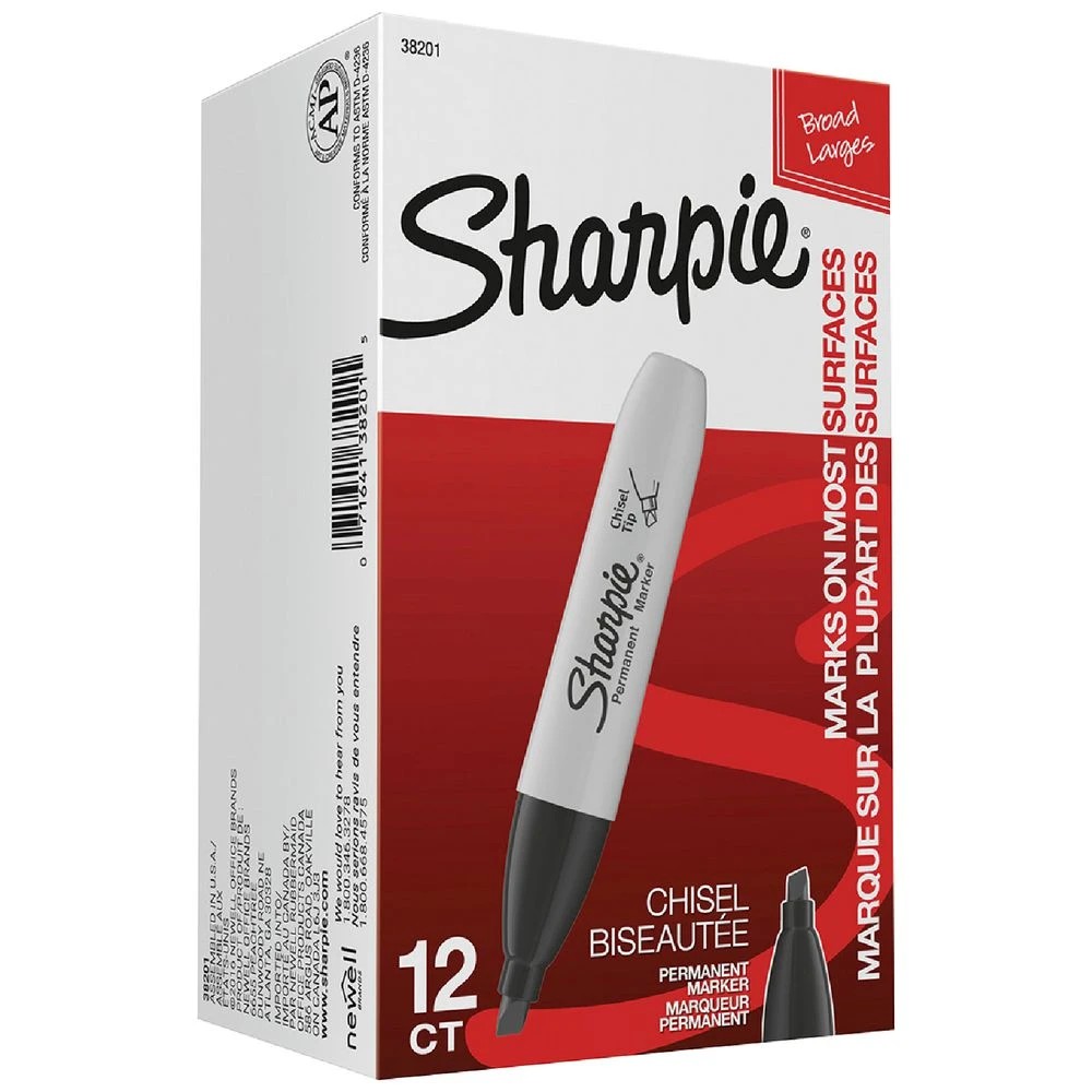 1 Sharpie Chisel Tip Permanent Markers Black 12 Pack, 1 of 6