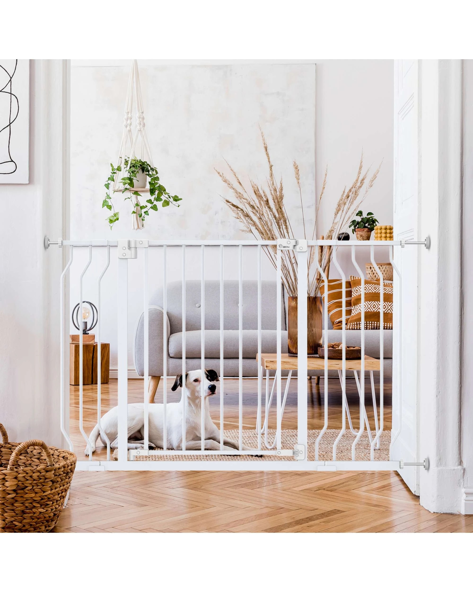 2 Pet Safety Gate 75-123cm Expandable Pet Door, 2 of 9
