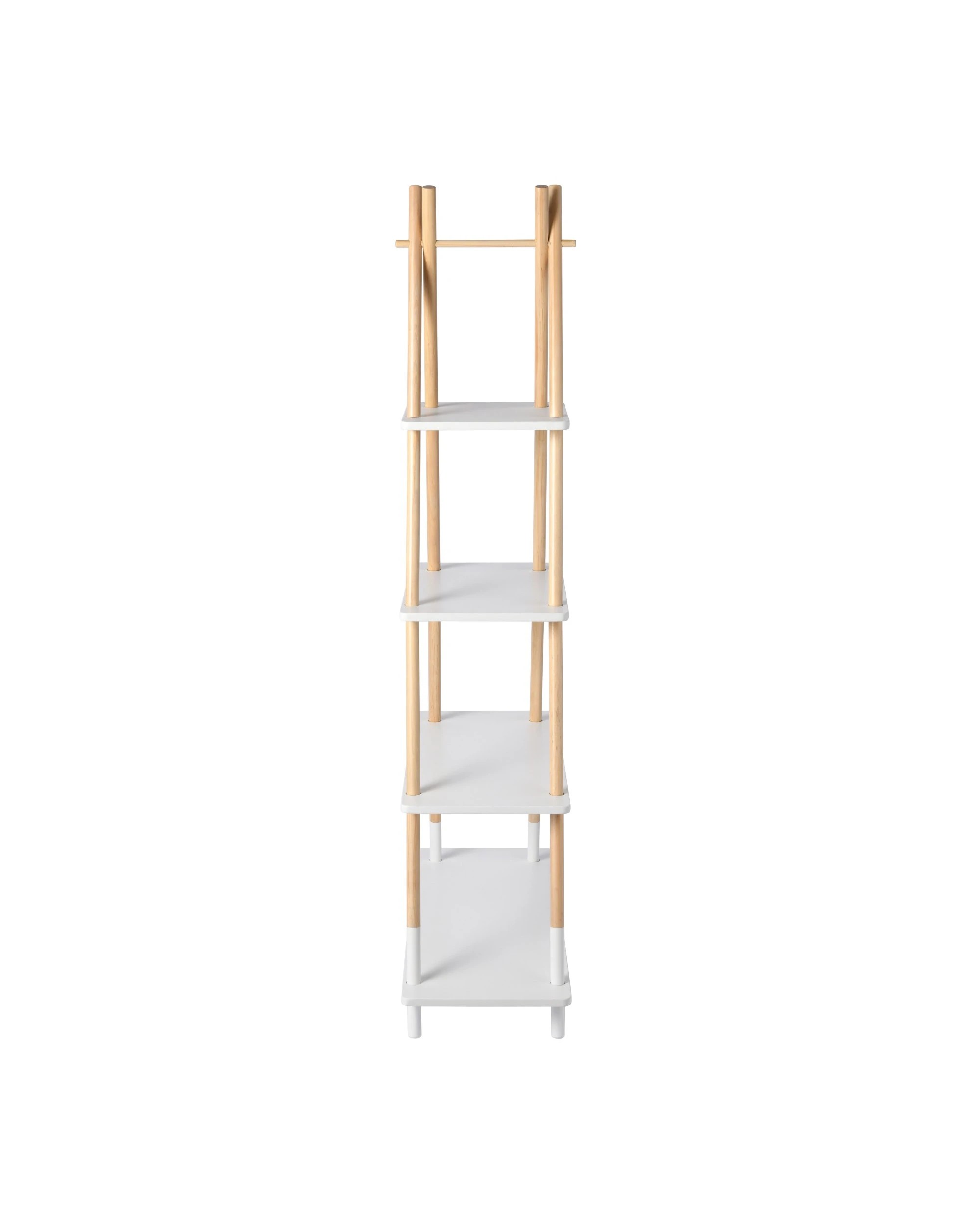 4 Takara Kusa 4-Tier Natural Wooden A-Frame Ladder Storage Shelf Bamboo Bookcase 30x78x148cm - Natural and White, 4 of 5