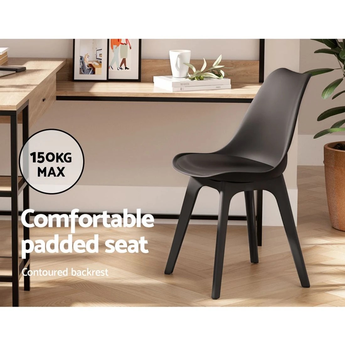 5 Artiss Dining Chairs Set of 4 Leather Plastic DSW Replica - Black, 5 of 8