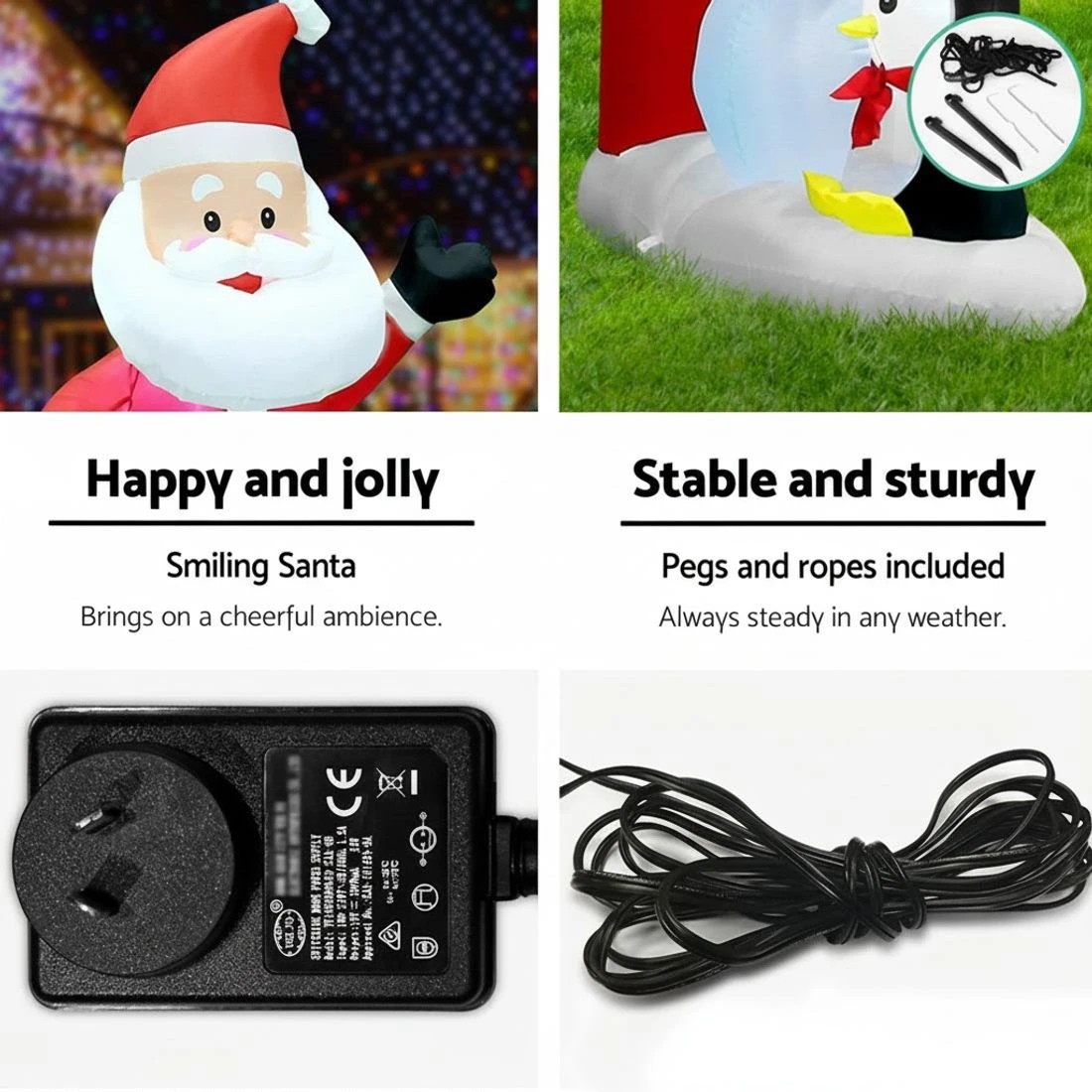6 Jingle Jollys Christmas Inflatable Archwary Santa 3m Illuminated Decorations Durable Space Saving Modern Decor - White, 6 of 7