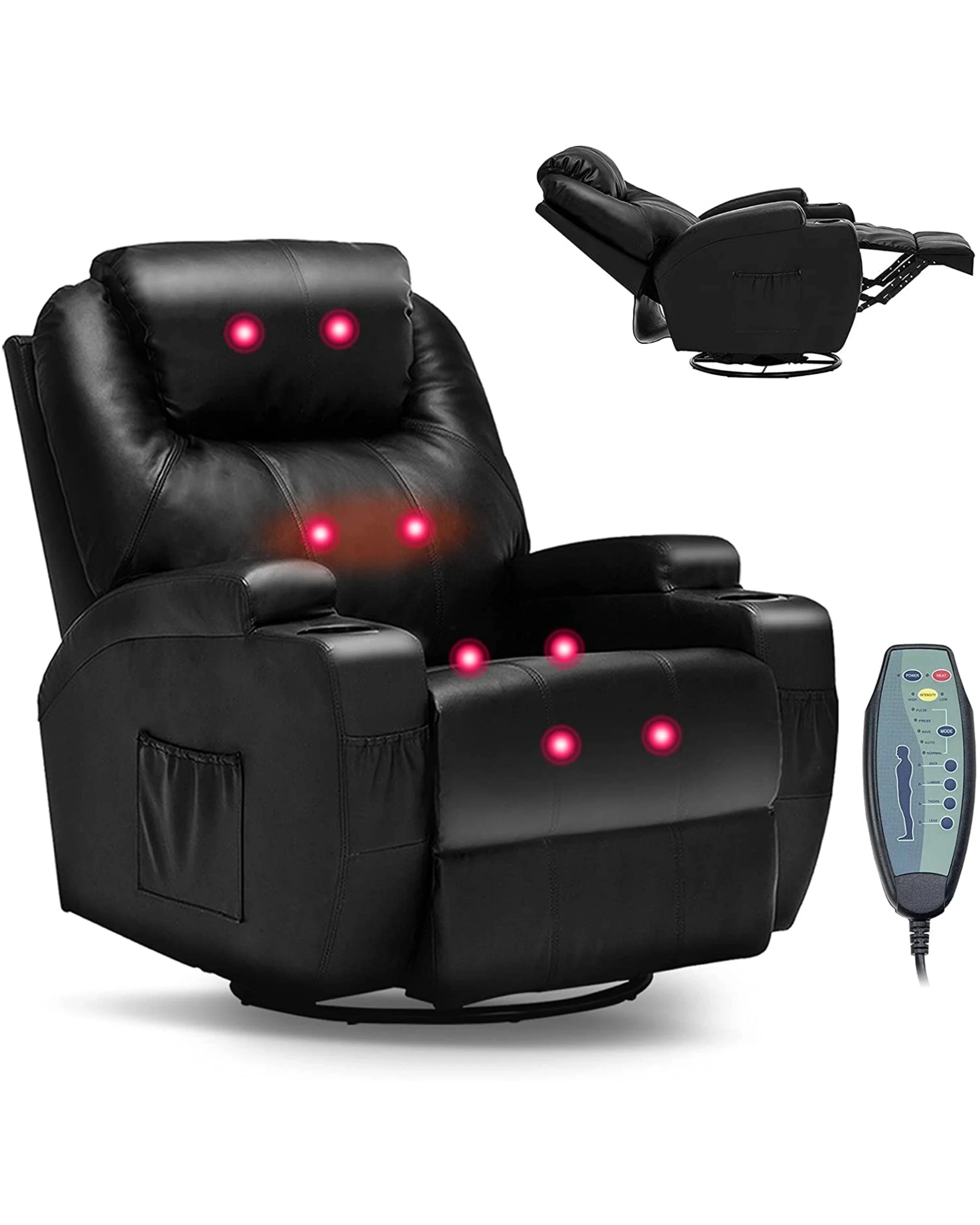 1 Advwin Recliner Chair Electric Massage Heat Chair Lounge Armchair Leather, 1 of 4