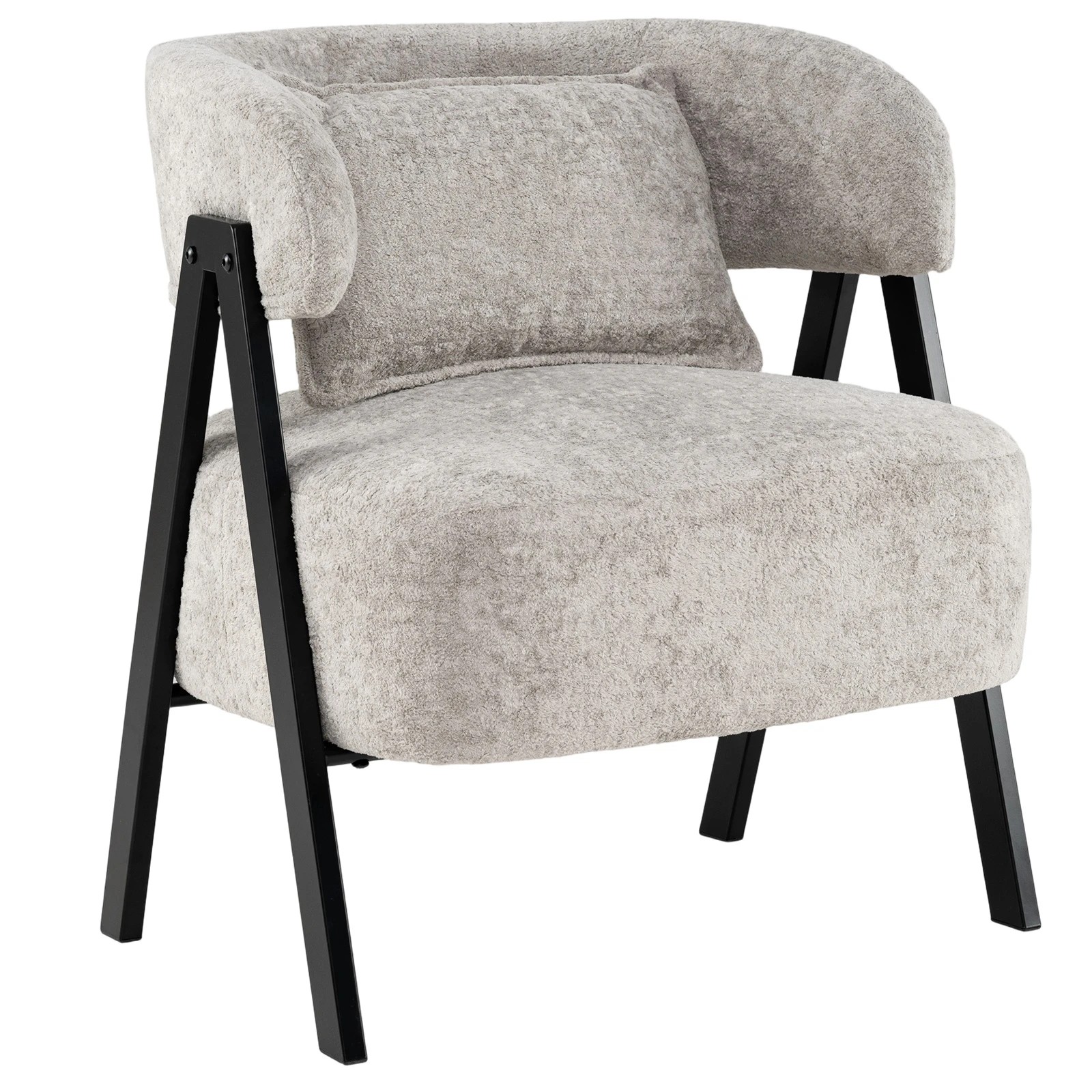 1 Costway Accent Chair Faux Rabbit Fur Armchair Upholstered Leisure Chair w/Lumbar Pillow Home Office, 1 of 4