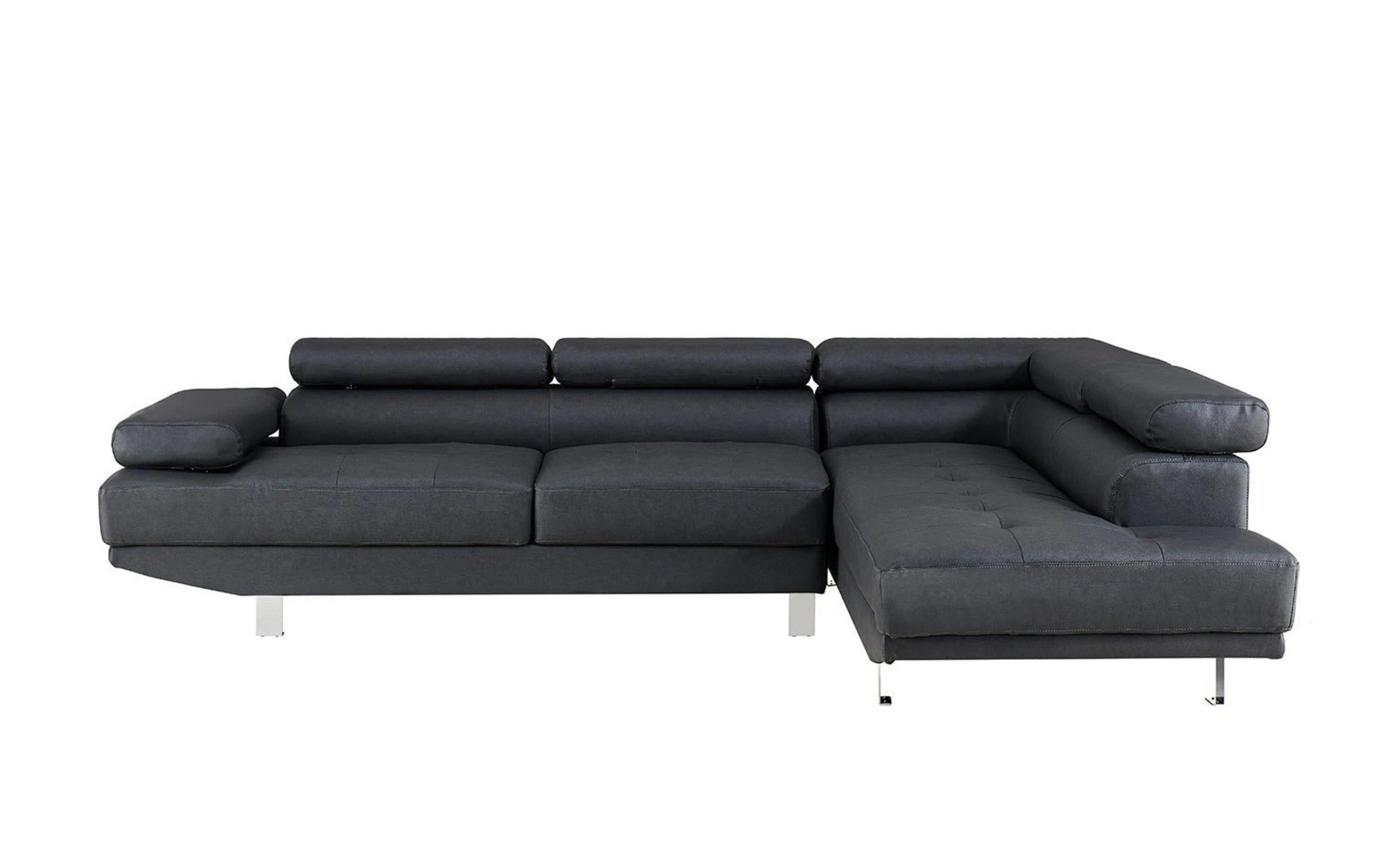 5 Foret 2.8m Black Fabric Sectional Sofa Chaise Lounge Suite Couch Furniture, 5 of 6