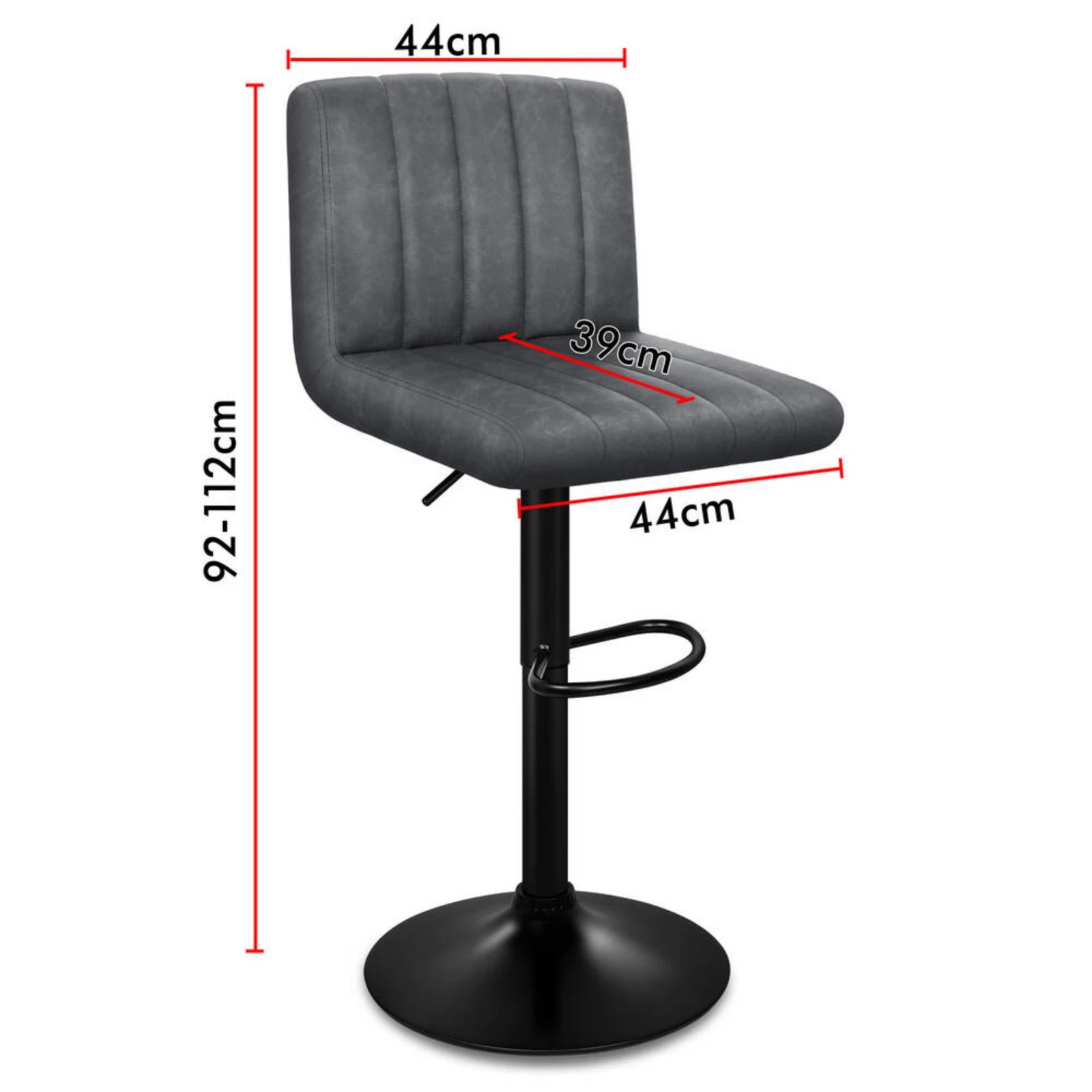 8 Alfordson 4x Bar Stools Macias Kitchen Swivel Chair Leather Gas Lift - Grey, 8 of 10