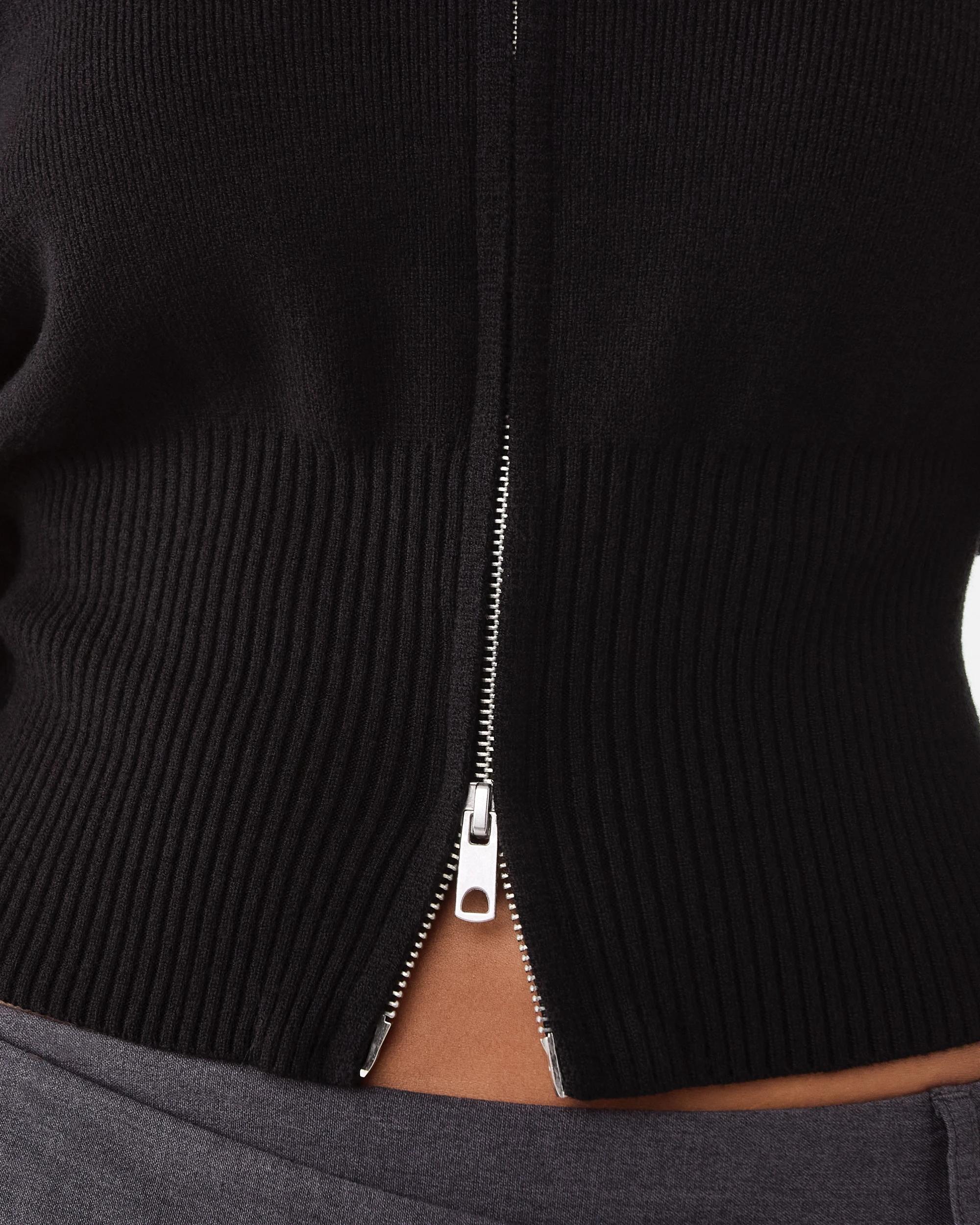 7 Zip Front Knit Cardigan Black, 7 of 8