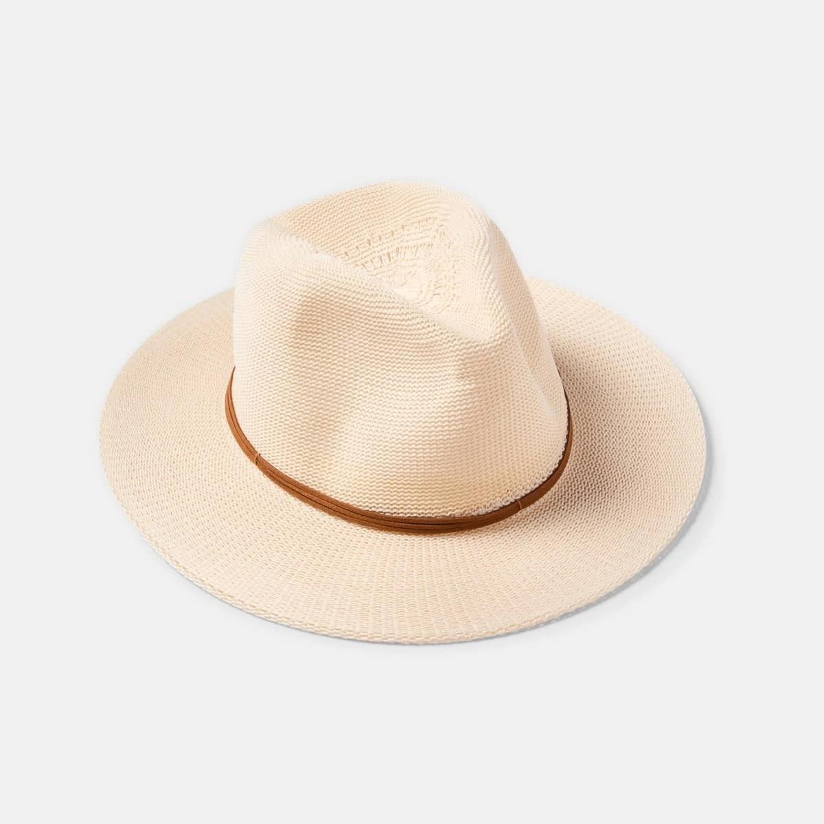 1 Metal Trim Fedora Hat NATURAL, 1 of 2