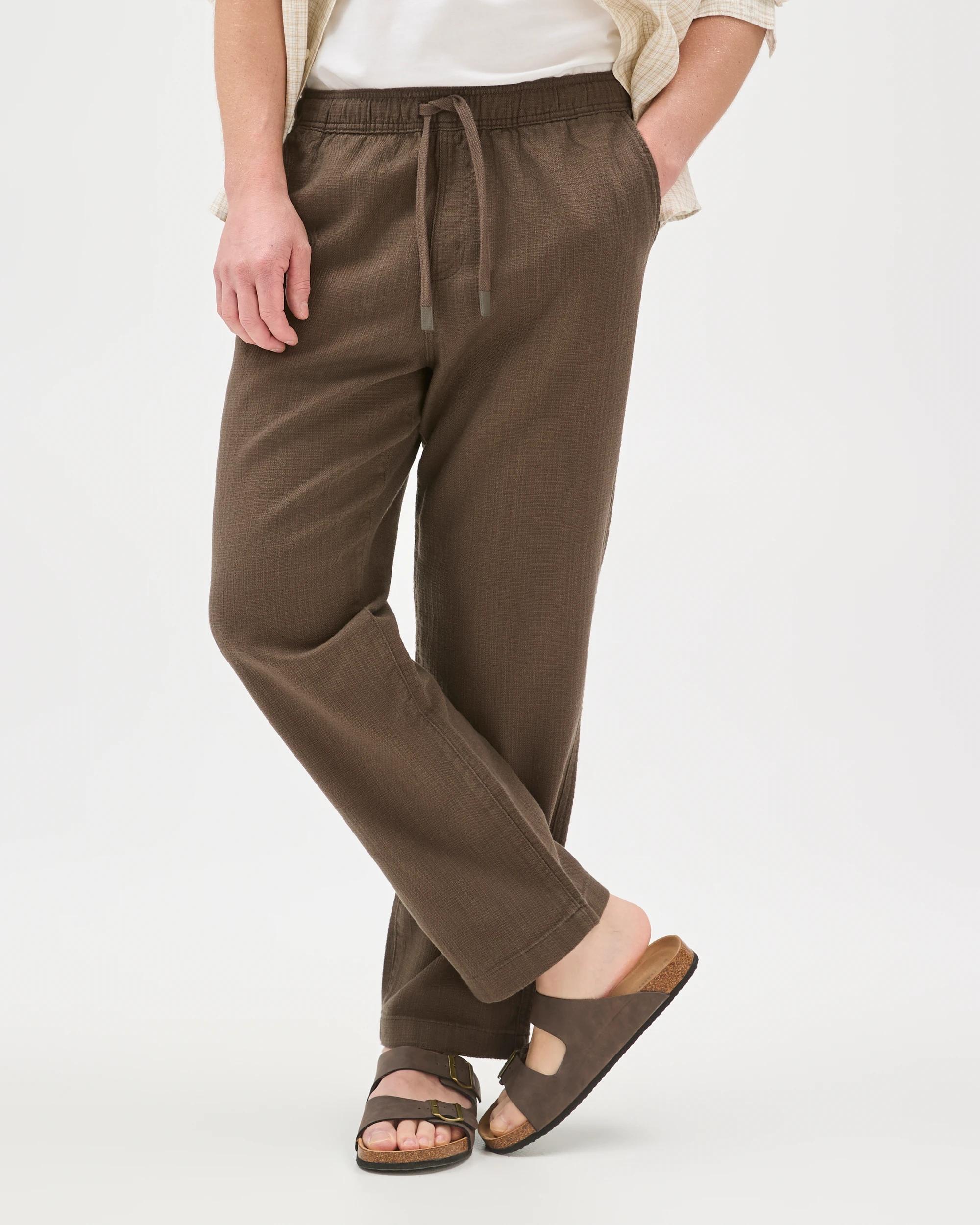 2 Target Man Australian Cotton Elastic Waistband Relaxed Textured Pants TRUFFLE, 2 of 7